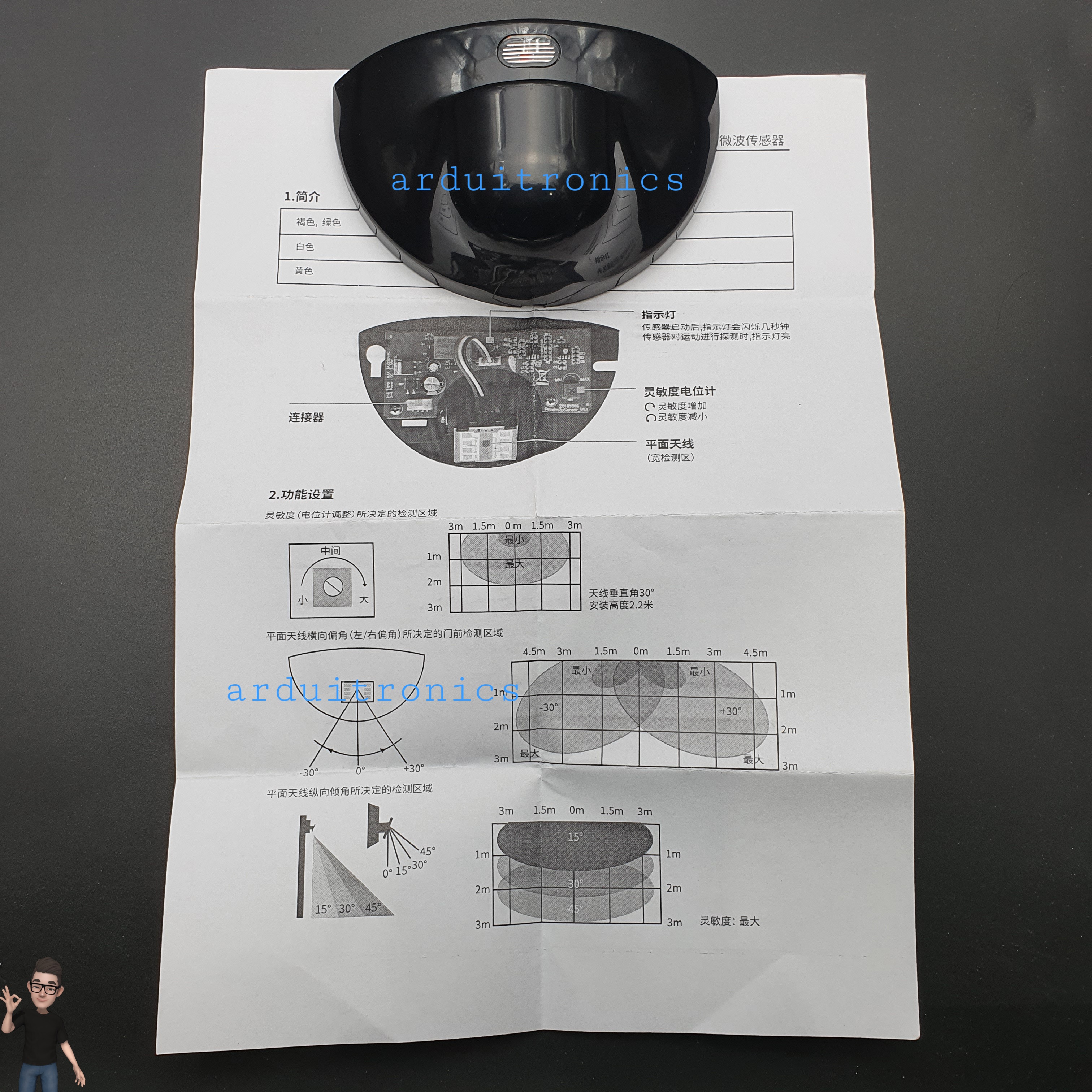 24GHz Microwave Sensor Flat Door A26 Sensor (4 meters range)