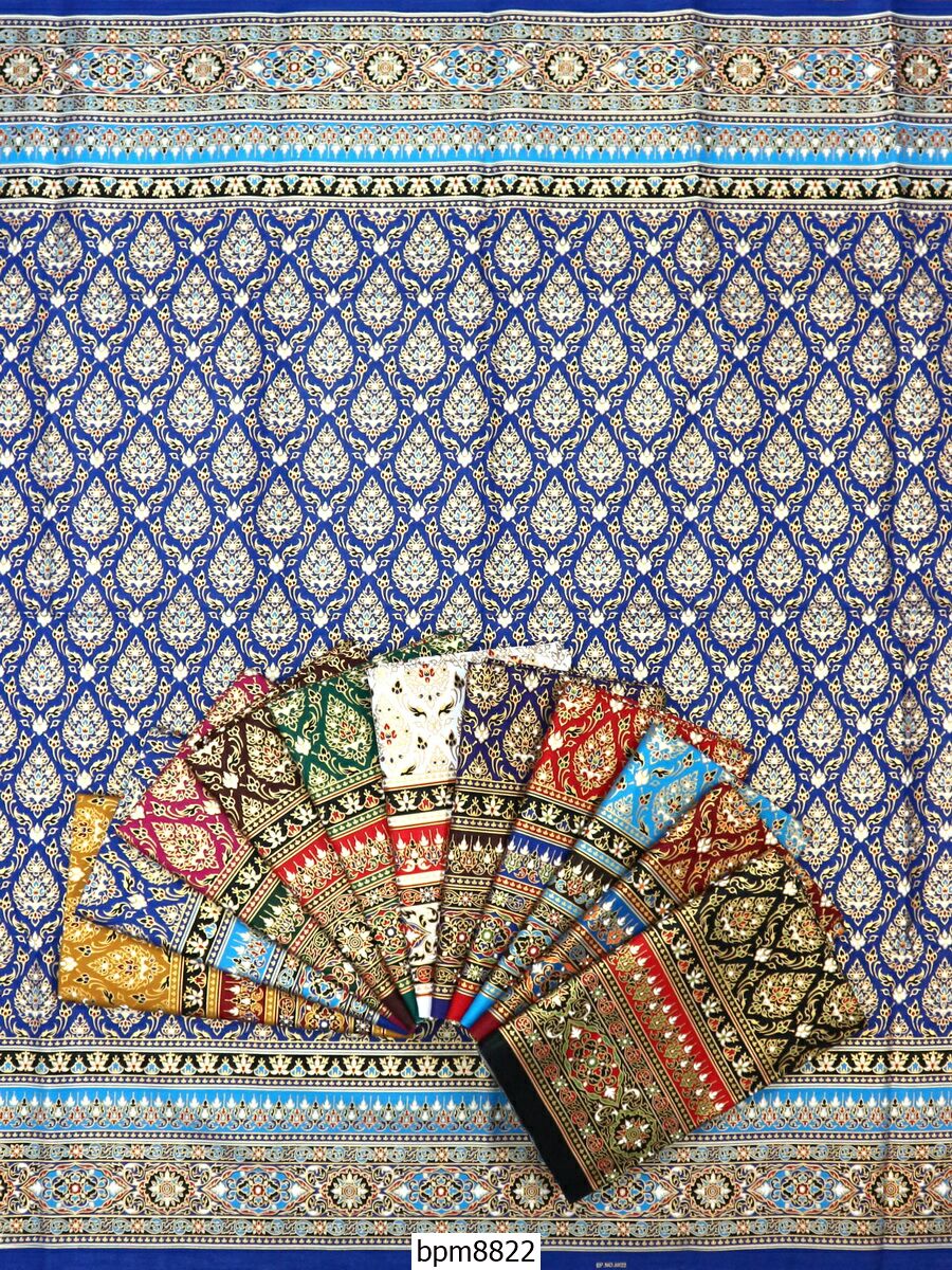 [S-bpm8822] ผ้าปูเตียงสปา พิมพ์ทอง 2เมตร พรีเมี่ยม! ผ้าคอตต้อน 100% เย็บขอบพร้อมใช้