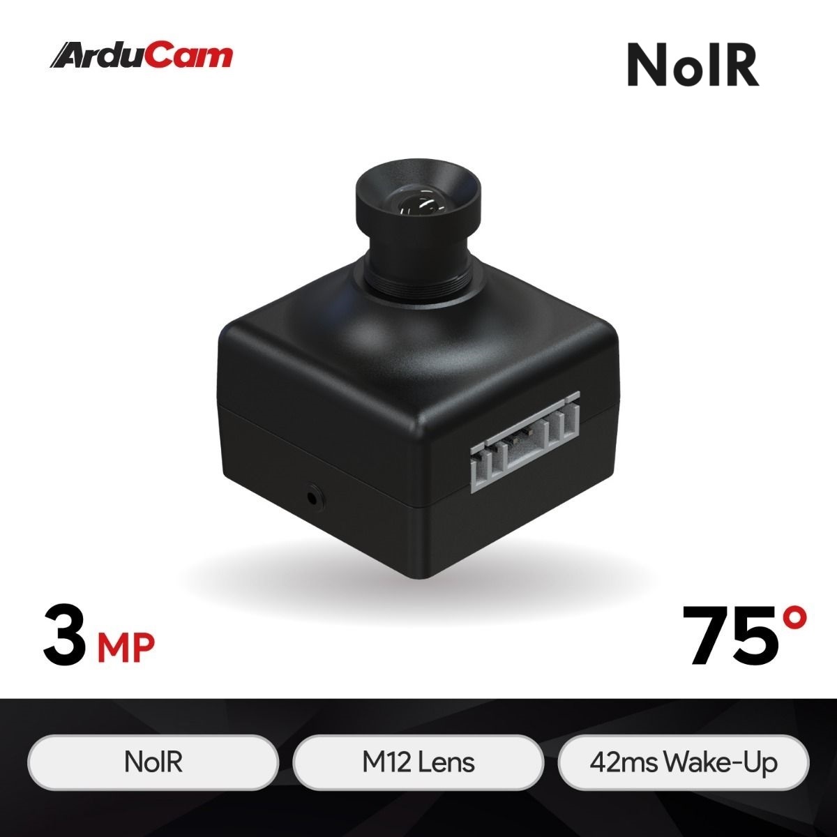 Mega 3MP SPI Camera Module with M12 Lens (NoIR) for Any Microcontroller