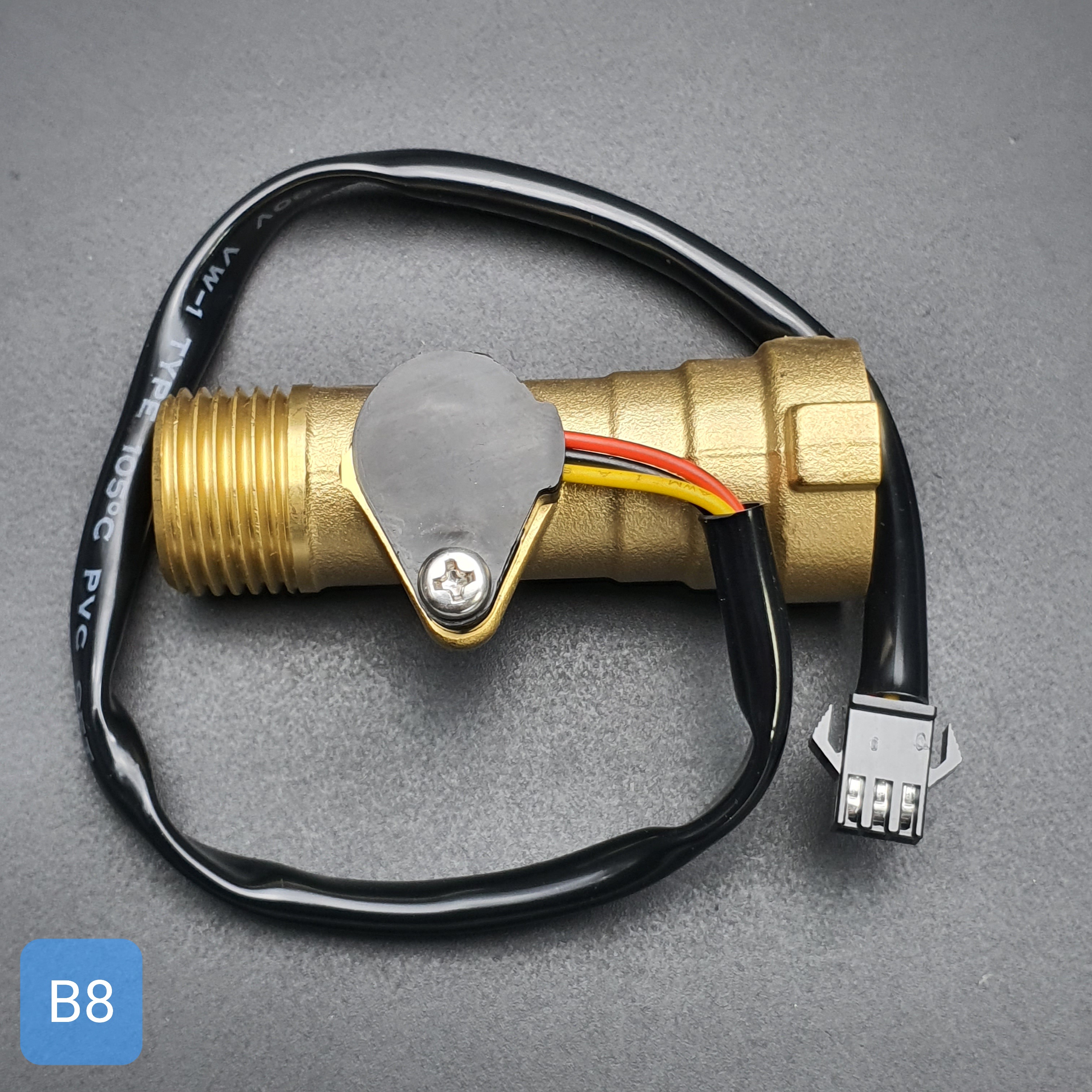 B8 เซ็นเซอร์วัดอัตราการไหลของน้ำ ทองแหลือง 1/2นิ้ว 4หุน Water Flow sensor 1-30L/min Size 68 mm
