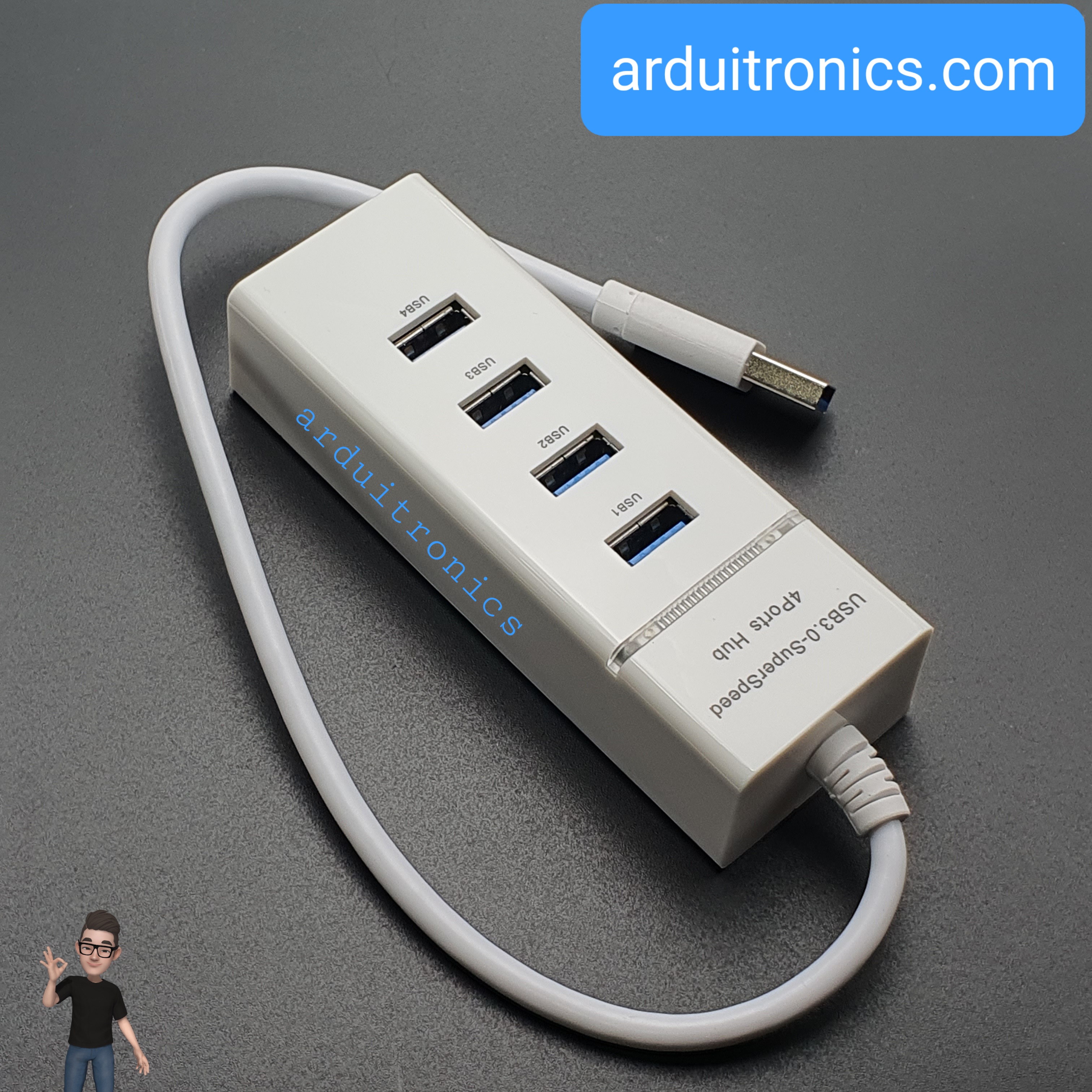 4 Ports USB Hub Super-speed USB3.0 ( White )