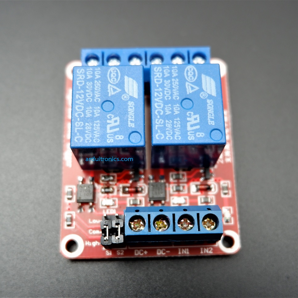 12V 2 Channel Relay High/Low Level Trigger Relay Module (Red PCB) หัวรีเลย์ Songle