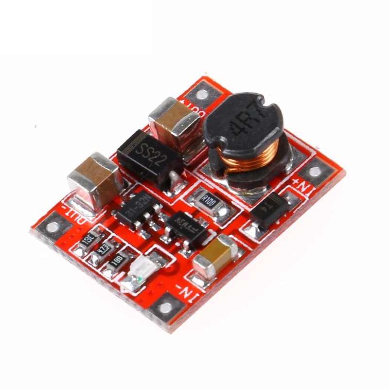 DC-to-DC Step Up Module (1-5V to 5.1-5.2V) - Red PCB โมดูลแปลงไฟขึ้น 1-5V เป็น 5V กระแสสูงสุด 1.5A