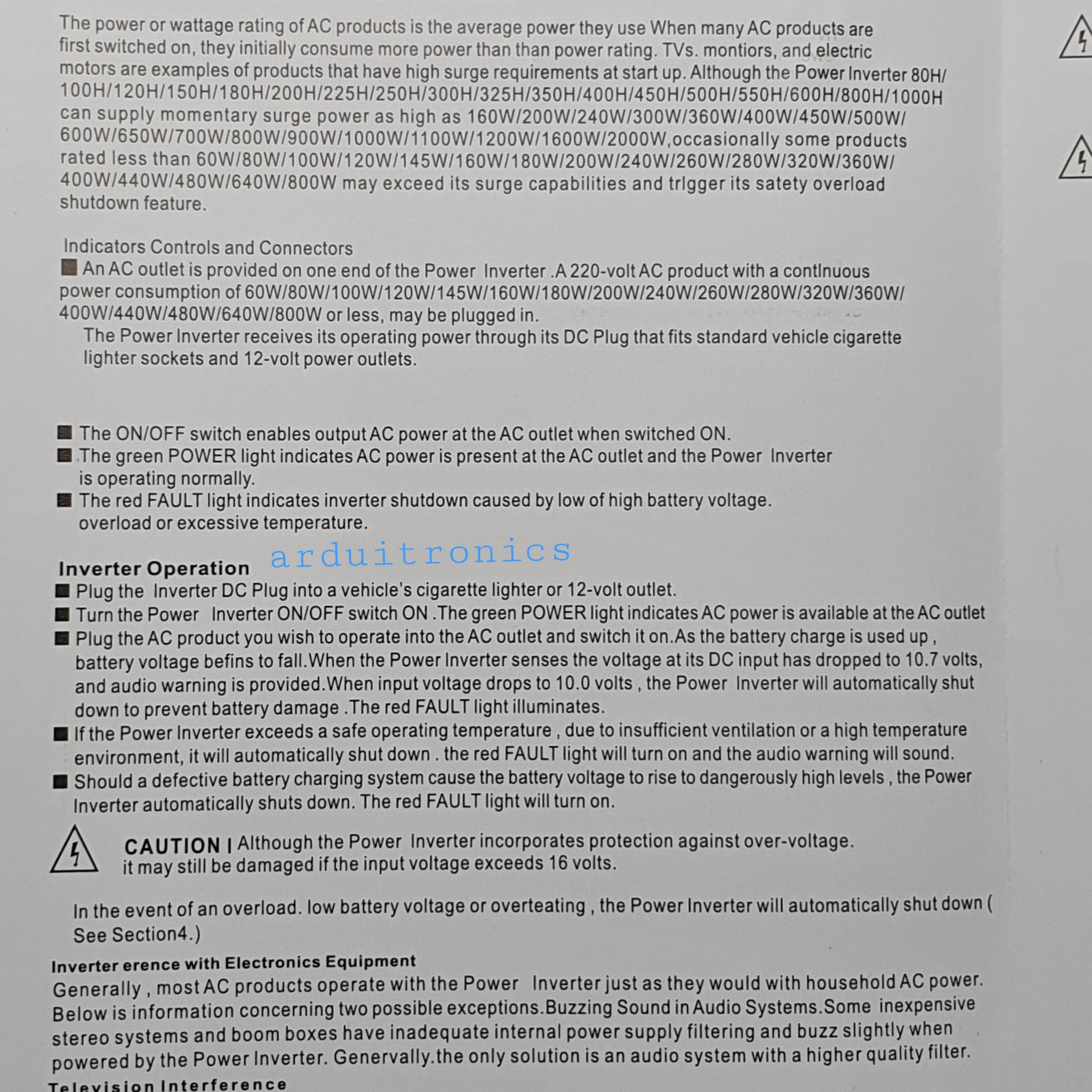 DC to AC Power Inverter 1000W 12VDC to 220VAC 50 Hz (modified Sine Wave) สีดำ