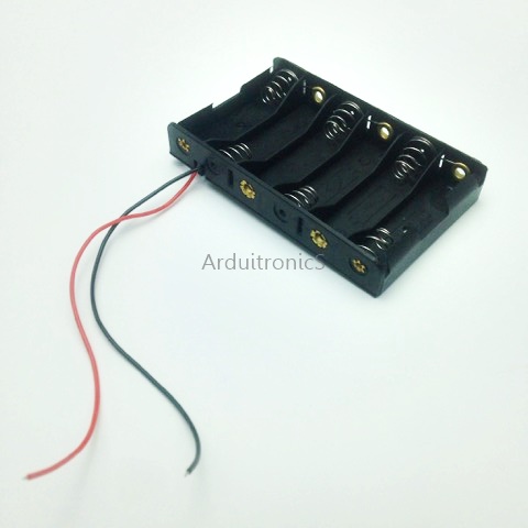 Battery Box รางถ่าน 6 ก้อน AA 9V สำหรับ Arduino ไม่มีฝา