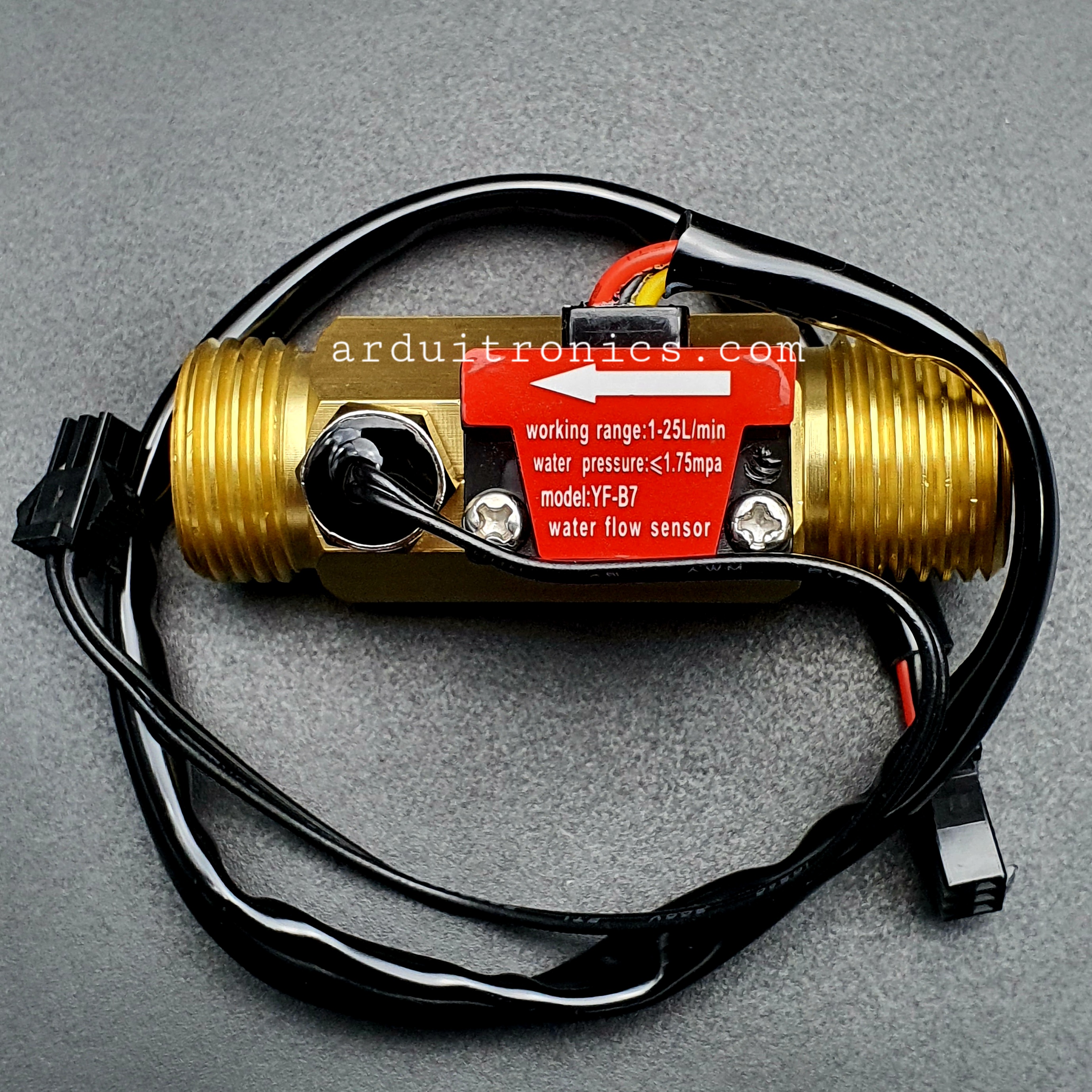 B7 เซ็นเซอร์วัดอัตราการไหลของน้ำ ทองแหลือง 1/2นิ้ว 4หุน Water Flow sensor 1-25L/min Size 66 mm With Temperature Probe