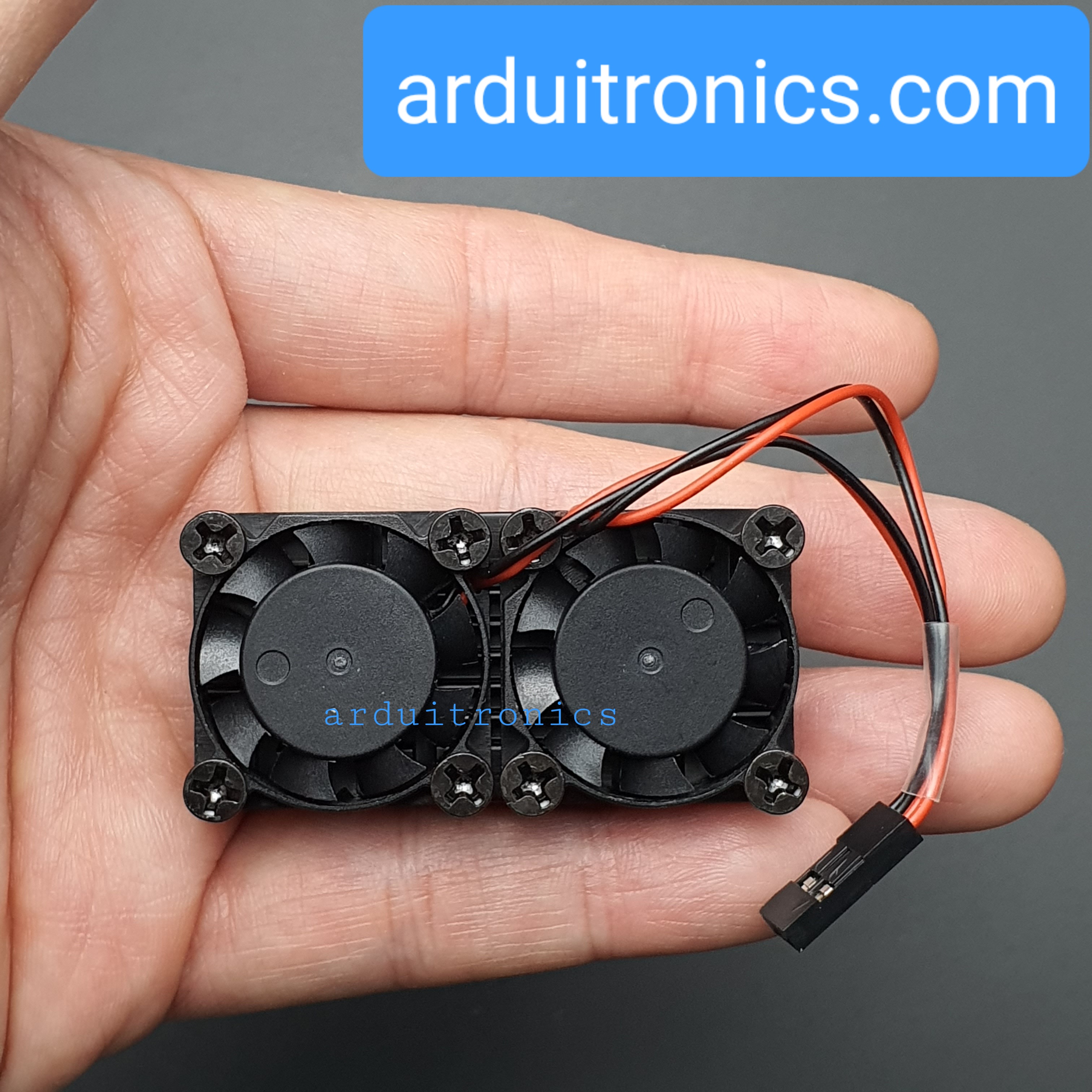 Dual Fan with built-in Dual Heat Sink Base for Raspberry Pi 4B/3B+/3B (แถม Heat Sink เล็กเพิ่มอีก 2 ชิ้น)