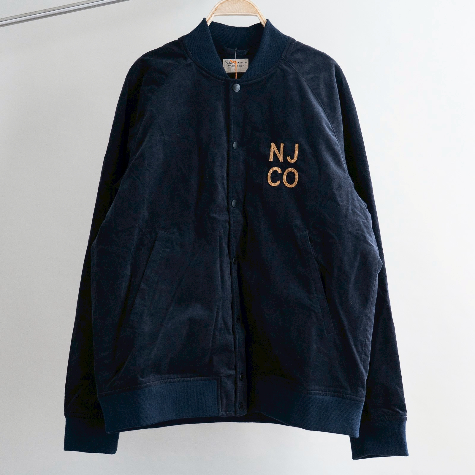 Mark Velvet Baseball Jacket - Navy