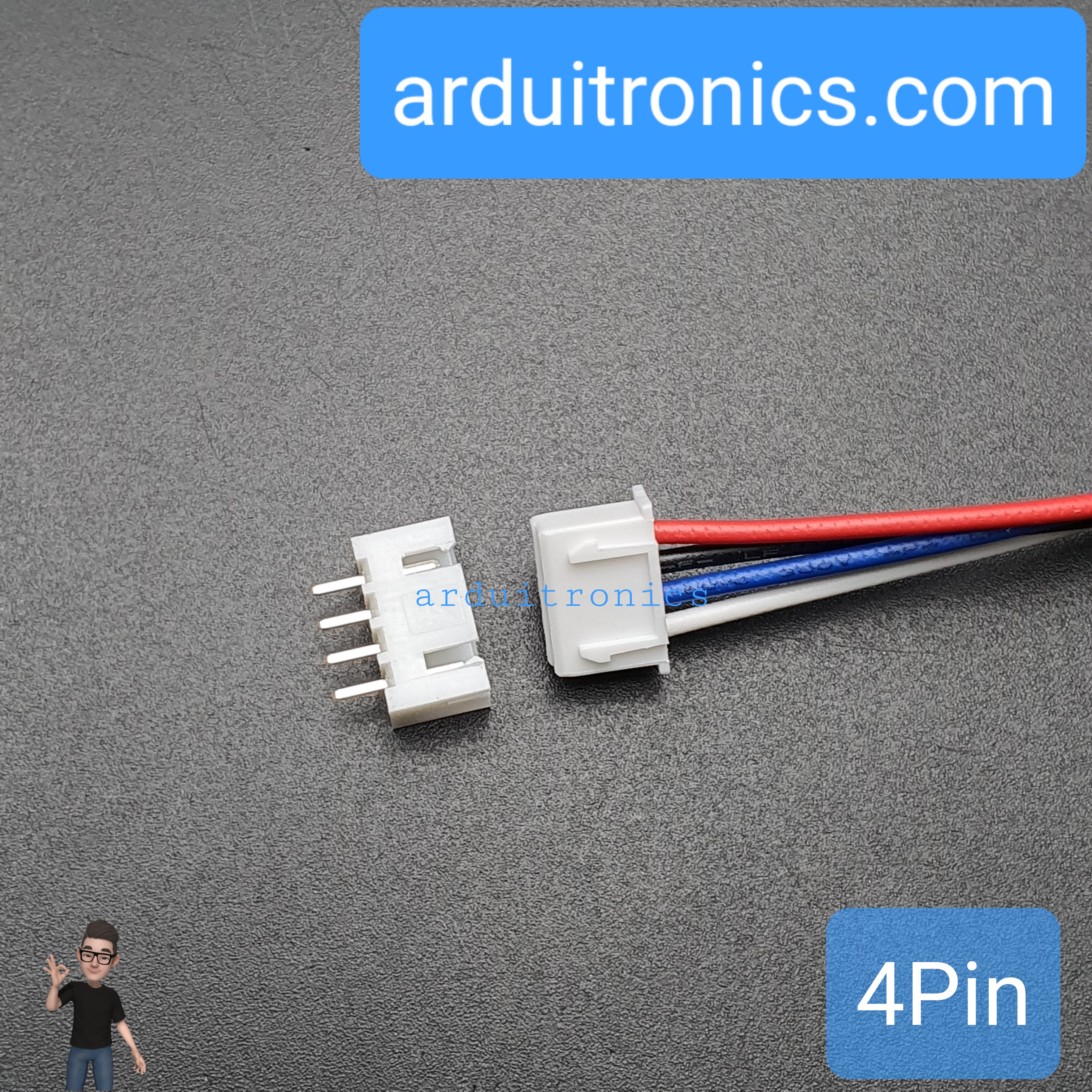สาย XH2.54 Male Head 4P with Wire + Straight Pin Terminal