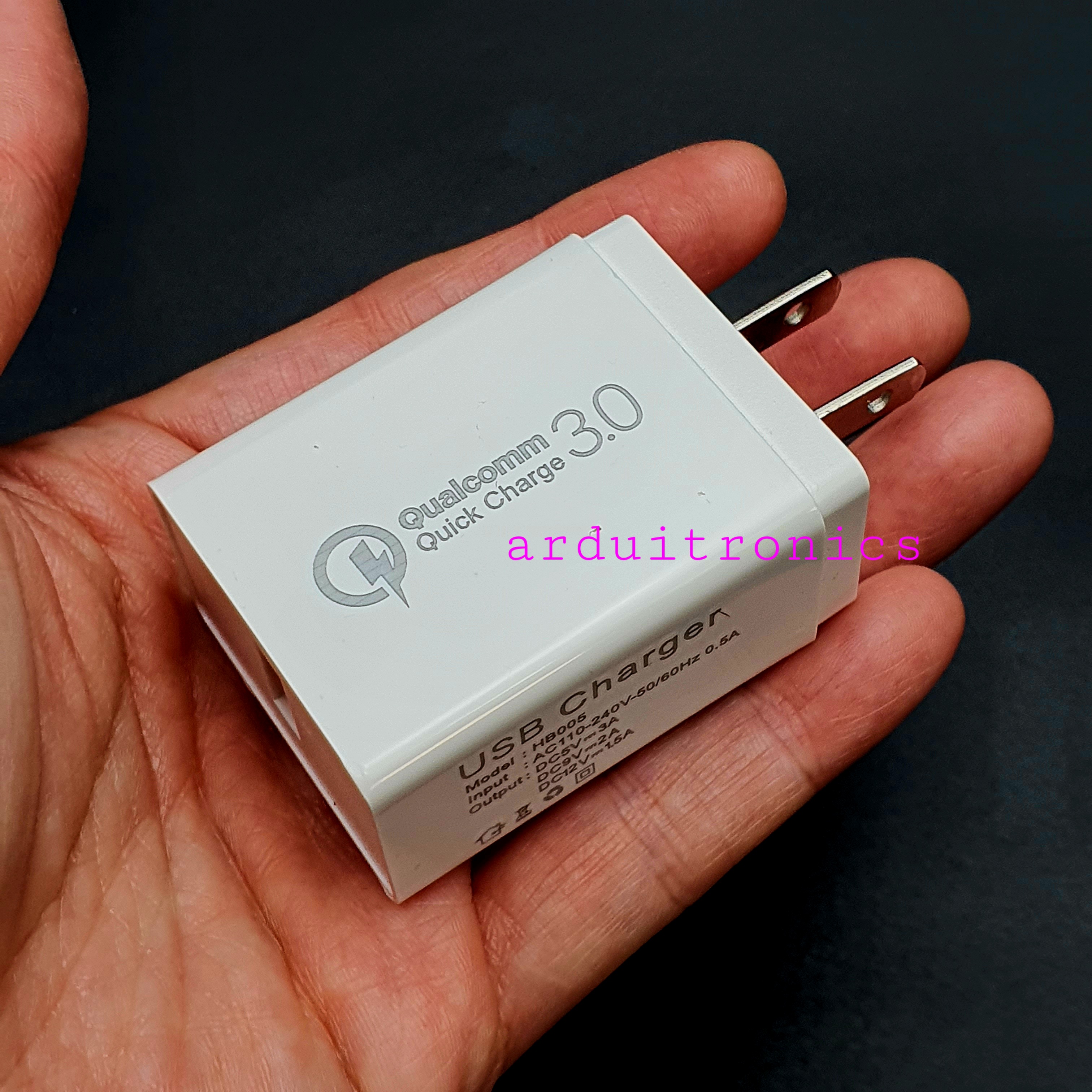 Fast Charge Adapter 5V 3A USB QC3.0 18W ด่วนชาร์จอะแดปเตอร์ สีขาว (กรอบยาว)