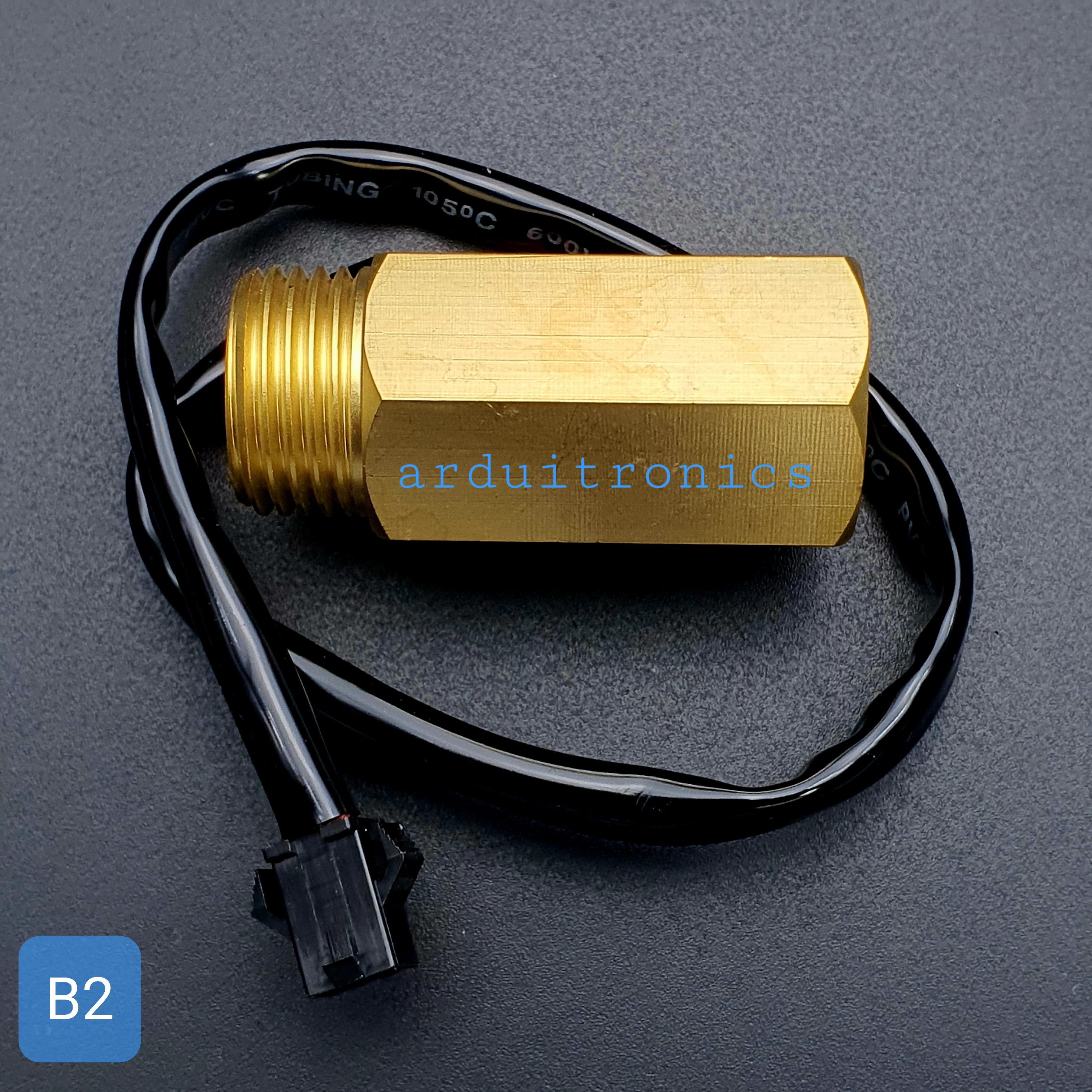 B2 เซ็นเซอร์วัดอัตราการไหลของน้ำ ทองแหลือง 1/2นิ้ว 4หุน Water Flow sensor 1-25L/min Size 50 mm