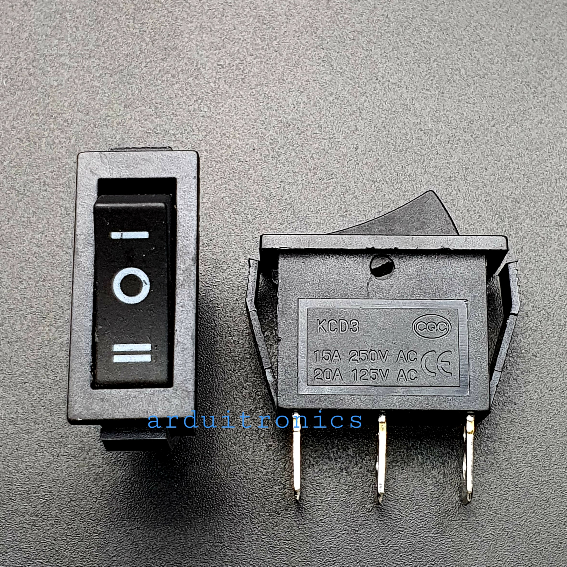 สวิตช์ไฟเปิด/ปิด KCD3-101N 15A 250VAC (3 ขา สีดำ)