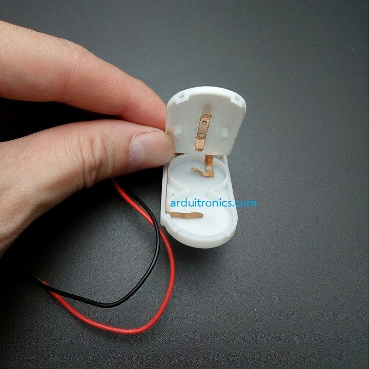 Battery Box รางถ่านกระดุม CR2032 สีขาว ใส่ได้ 2 ก้อน 6V (ก้อนละ 3V) พร้อมสวิตช์