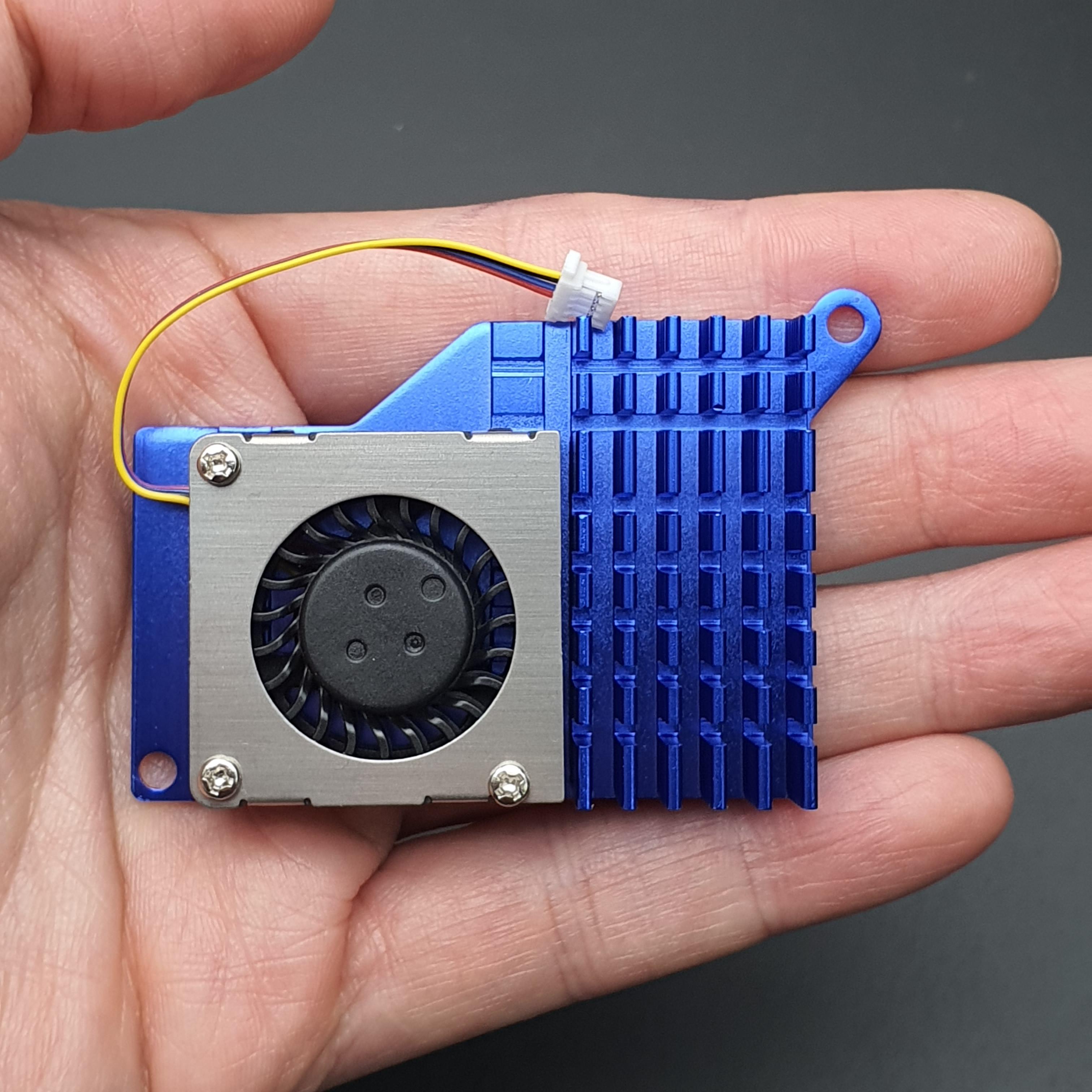 Raspberry Pi 5 Active Cooling Fan With Aluminum Radiator Heat Sink - สีน้ำเงินและพัดลมสีดำ