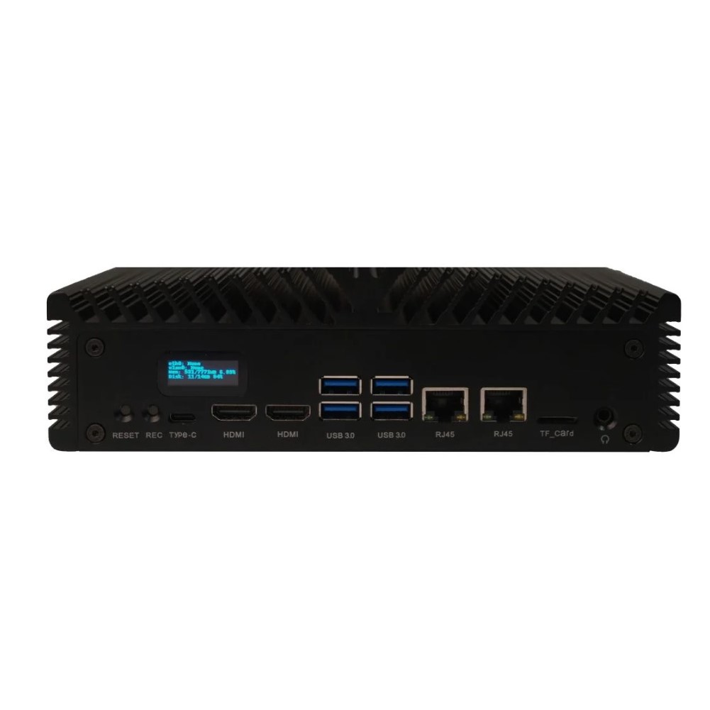 [สินค้า Pre-order] Jetson SUB Mini PC-Black with Jetson Xavier NX module, OLED screen, Passive Heat Dissipation Design, no-fan Designing, 256GB SATA SSD, WiFi, Antennas and pre-installed JetPack System - Seeed Nvidia
