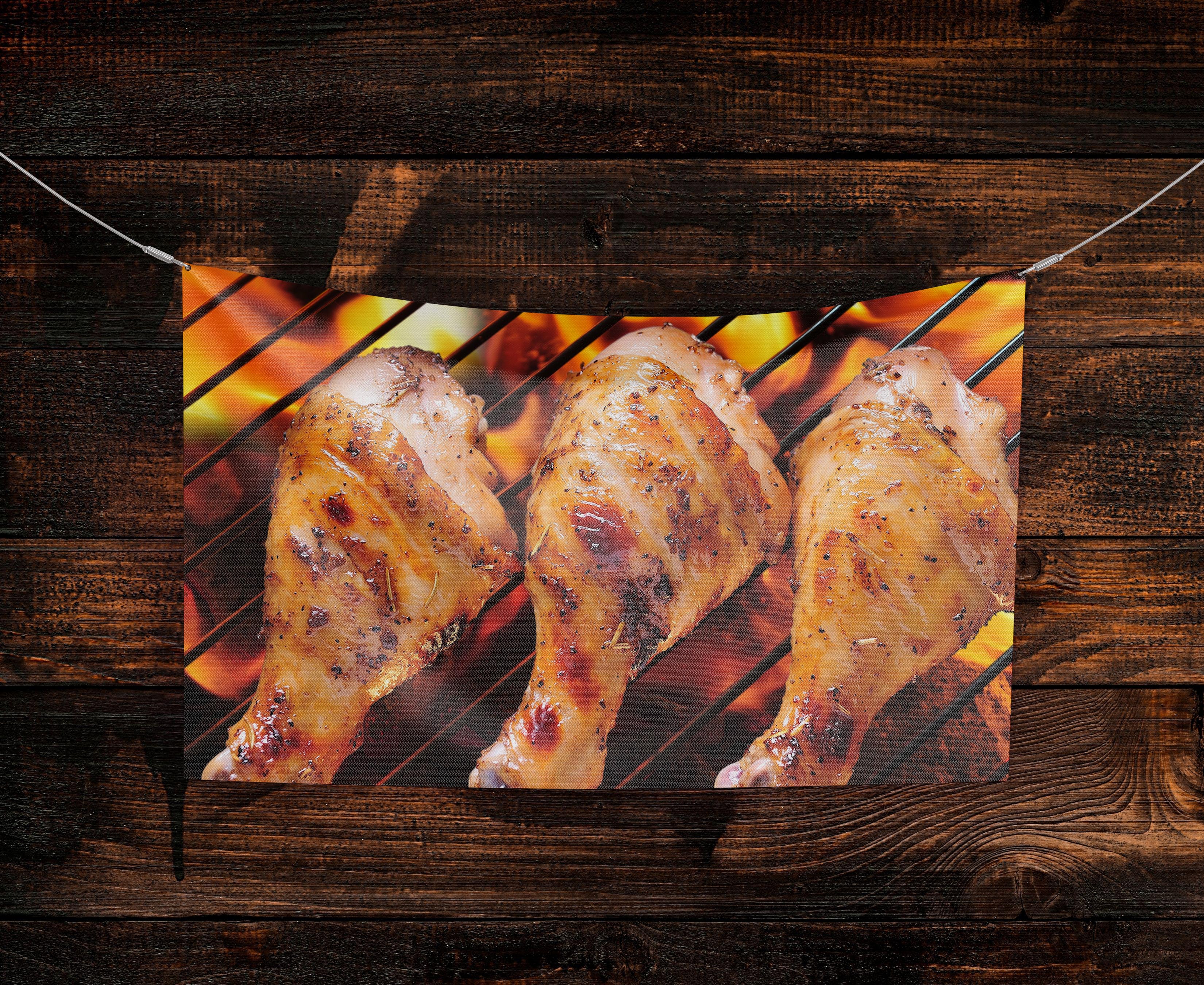 ป้ายผ้า ไก่ย่าง (มีของแถม) ผ้าพิมพ์ลาย ทนแดด ทนฝน แบรนด์ไทย รับประกัน