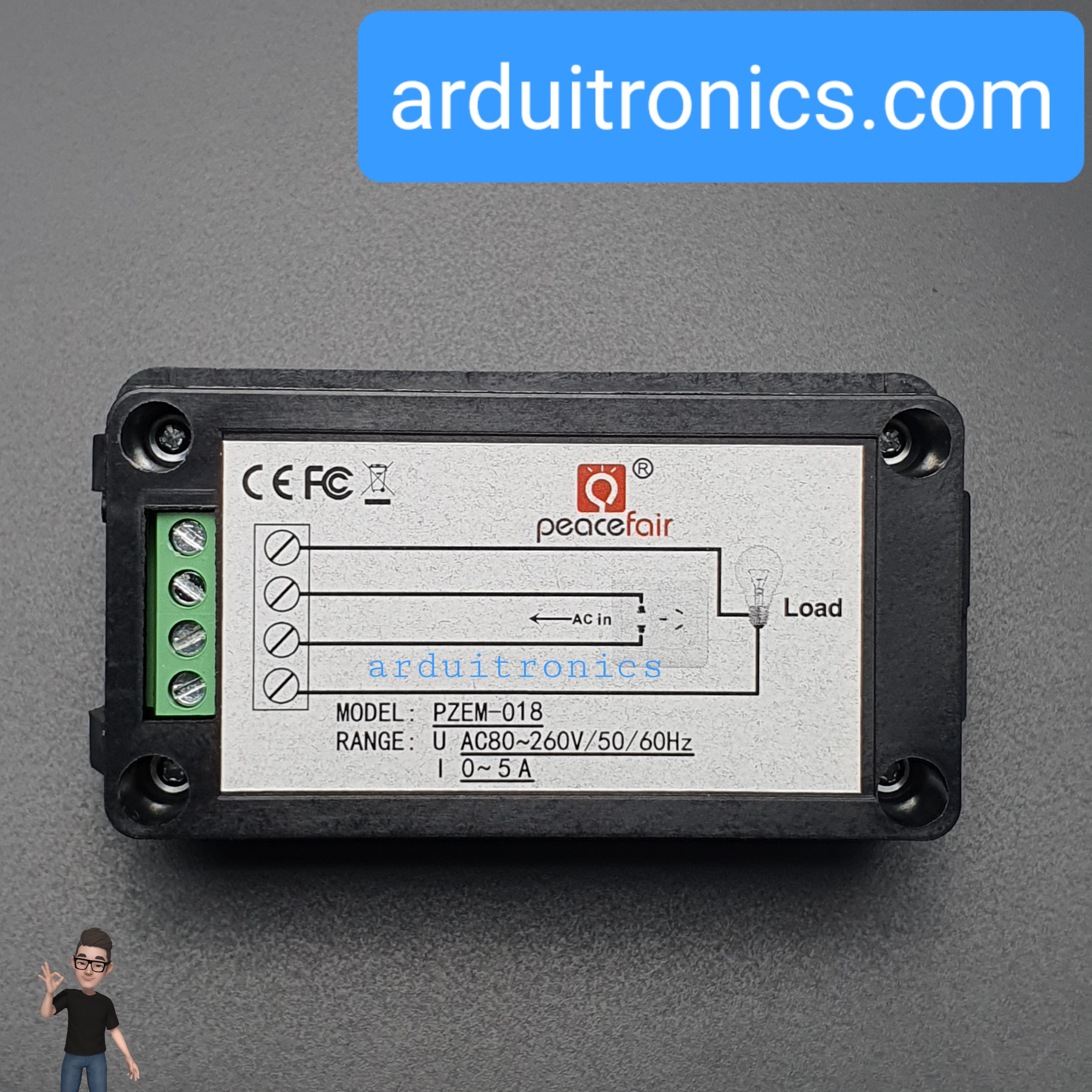 PZEM-018 5A AC Digital Power Meter มิเตอร์วัดการใช้พลังงาน