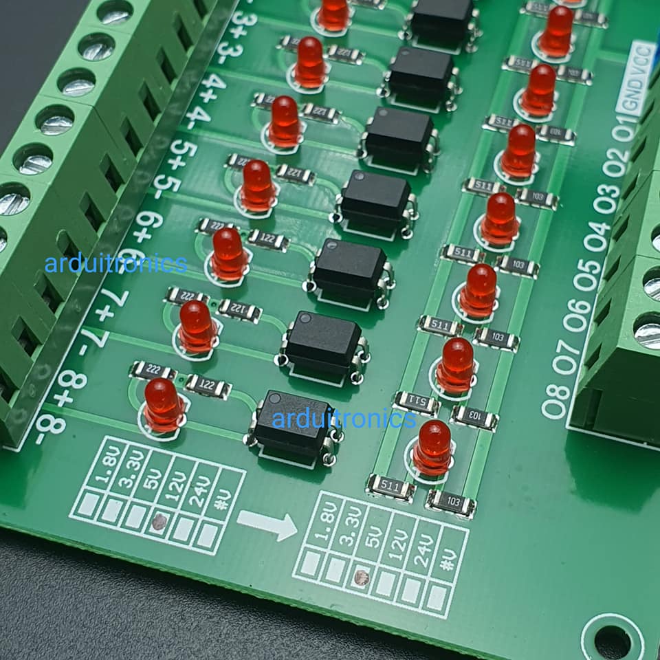 12V to 5V 8 Channel 12V - 5V Optocoupler Isolation Module PLC Signal Level Voltage Conversion Board