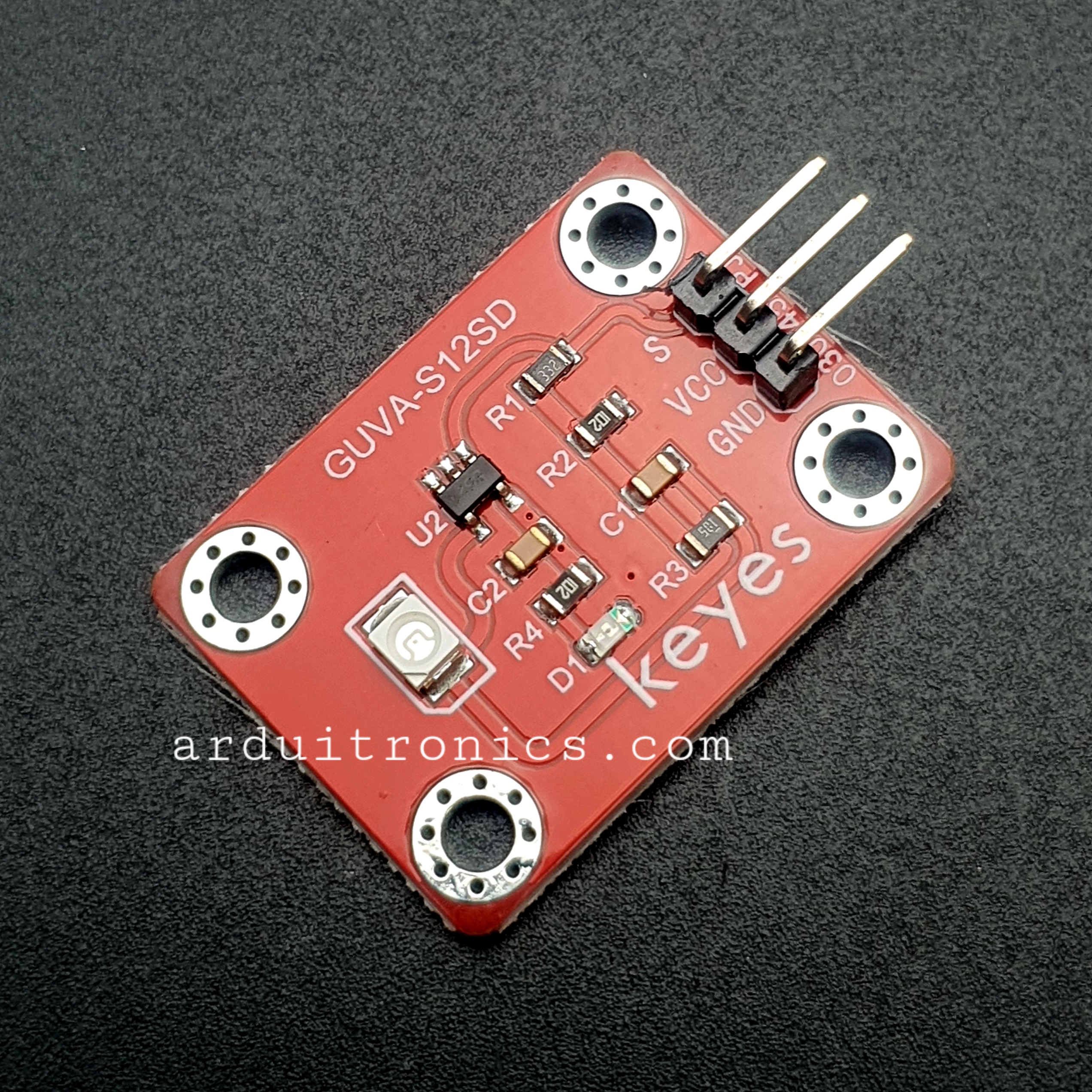 GUVA-S12SD เซ็นเซอร์วัดความเข้มของแสง UV Sensor Module S12SD for Arduino แบบบัดกรีแล้ว PCB สีแดง