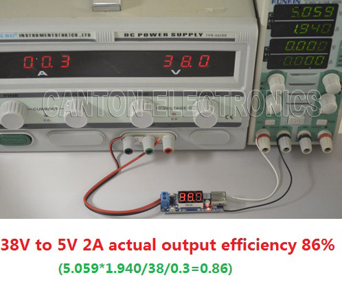 DC-to-DC Voltage Step Down (from 4.5V - 40V to 5V) + LED Voltmeter