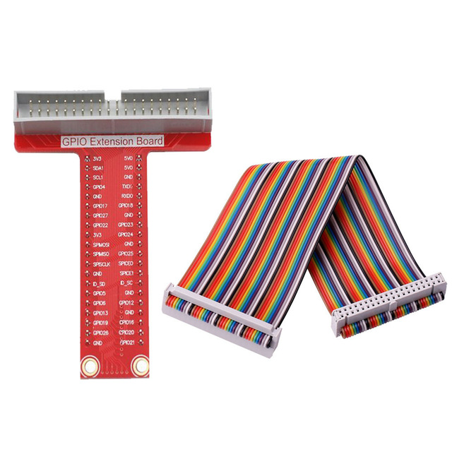 T Cobbler GPIO for Raspberry Pi Model 4B/3B+/Zero/W with Cable (Red PCB)