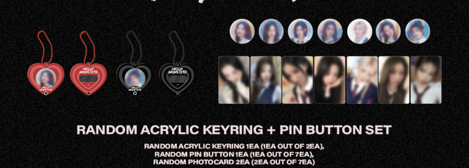 BABYMONSTER - 2025 BABYMONSTER 1st WORLD TOUR <HELLO MONSTERS> IN ASIA OFFICIAL MERCH -Random Acrylic Keyring + Pin Button Set
