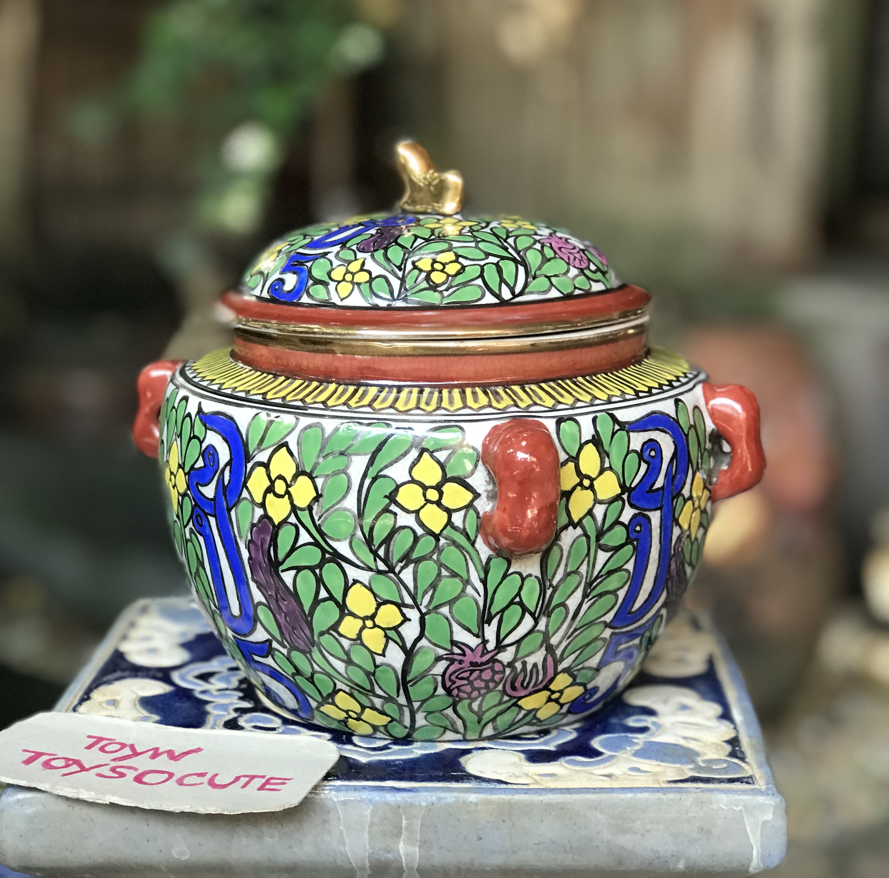 โถสี่หู โถกะปิ เครื่องกระเบื้องวาดมือเขียนสี Hand Painted Ceramic Pot
