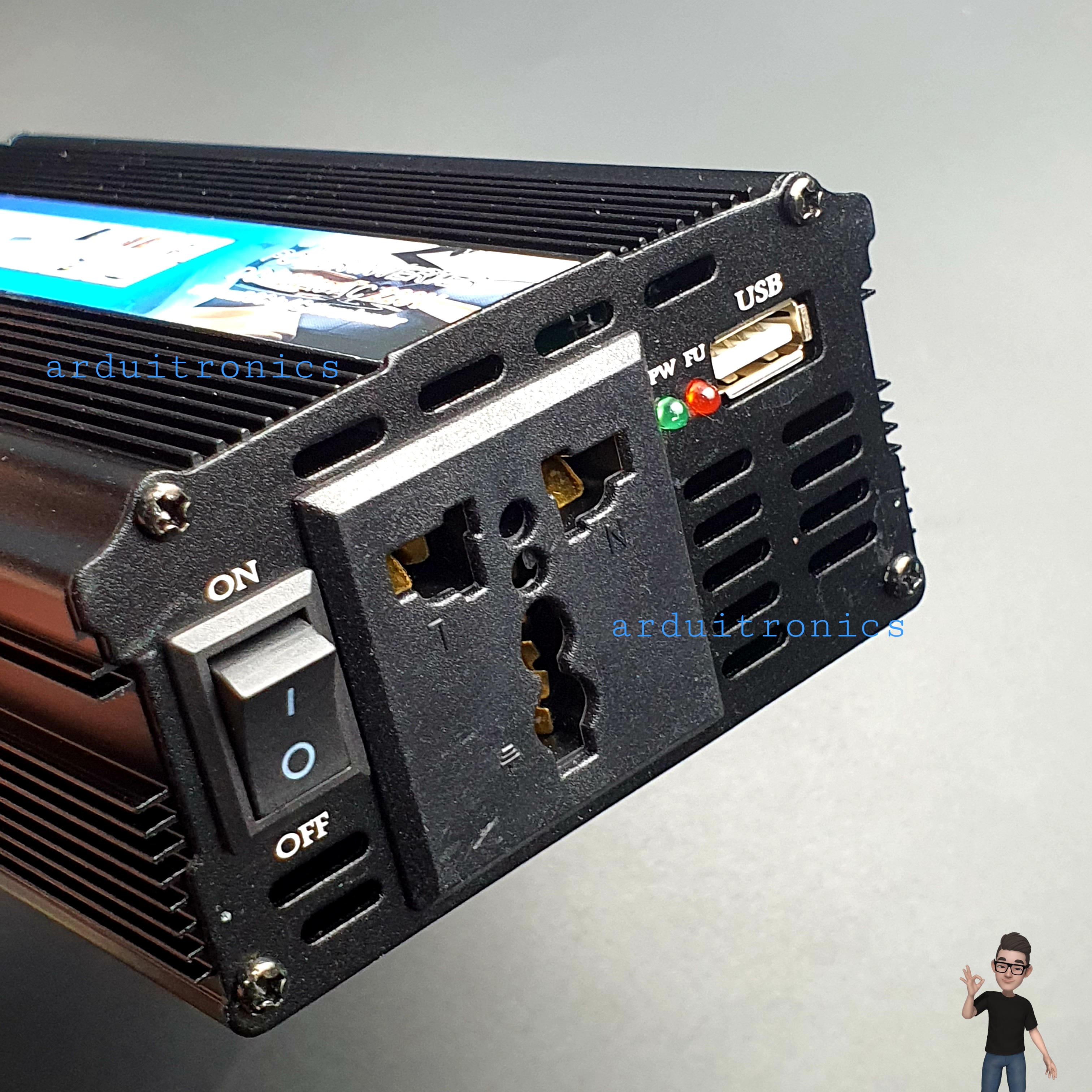 DC to AC Power Inverter 1000W 12VDC to 220VAC 50 Hz (modified Sine Wave) สีดำ