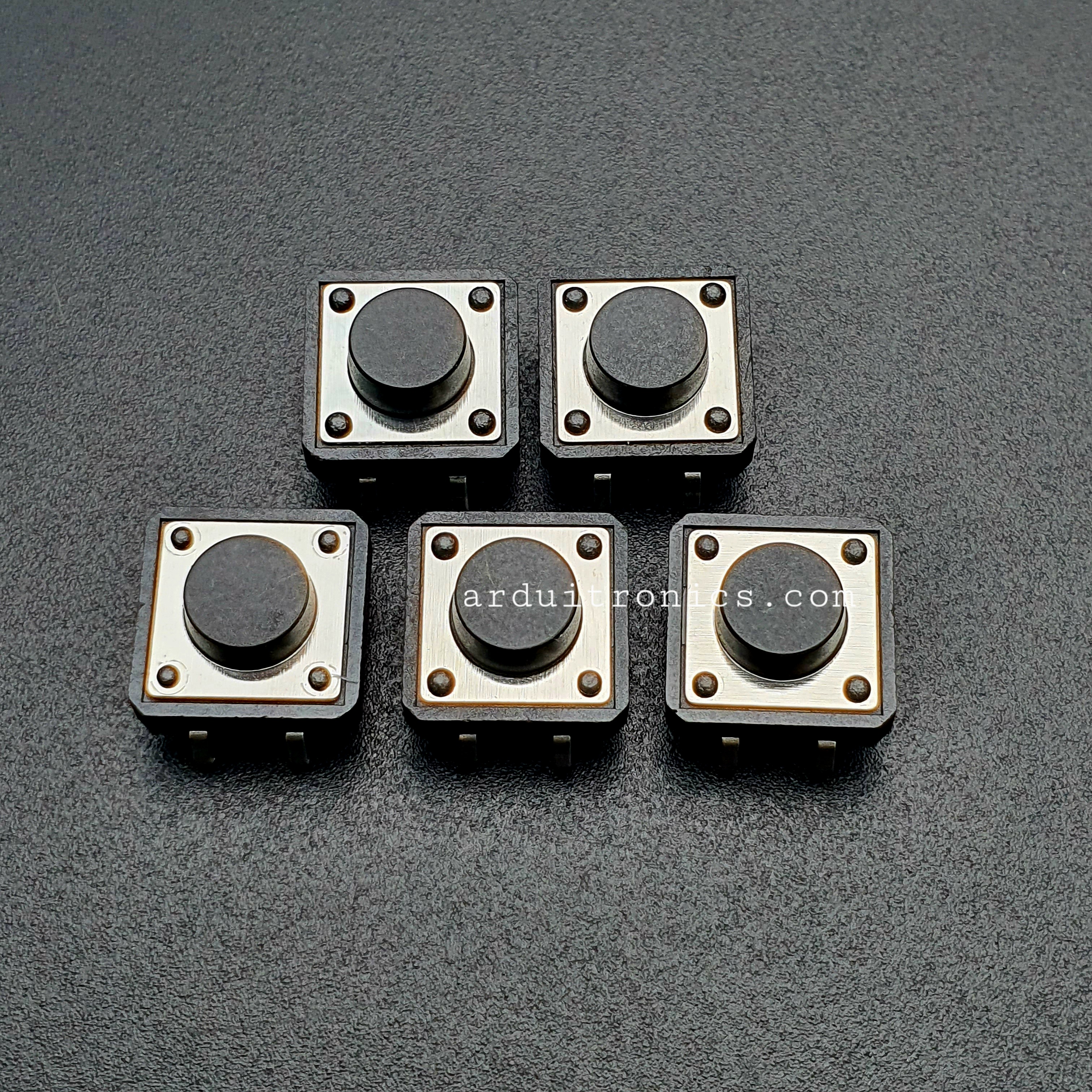 Tact Switch 12X12x6 mm ไมโครสวิตช์ กดติดปล่อยดับ 4 ขา (หัวกลม) (5 ชิ้น/pack)