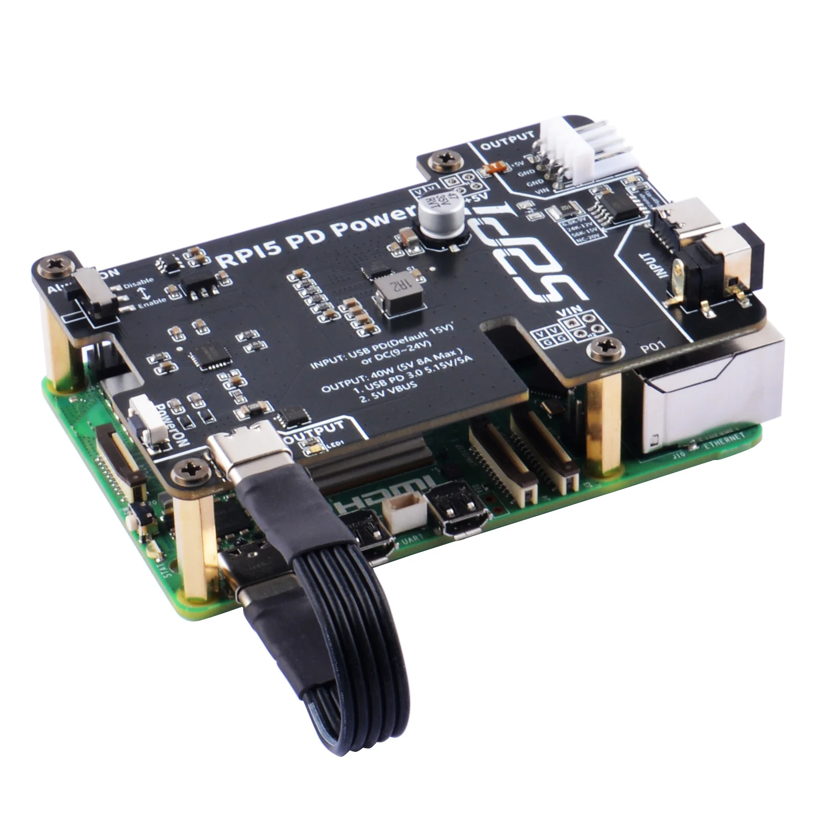 52Pi PD Power Expansion Board for Raspberry Pi 5 8GB 4GB, with Always-ON switch, Automatic Startup and Manual Power Control Function