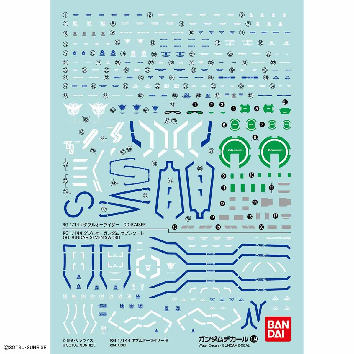Gundam Decal No.109 for RG 1/144 00 Raiser