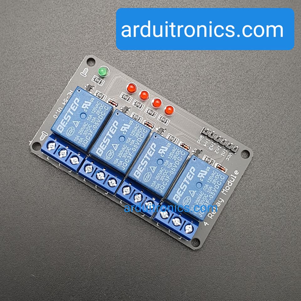 5V 4 Channel Relay Low-Level Trigger Relay Module (with LED - PCB สีดำ มีช่องสกรูให้ยึด)