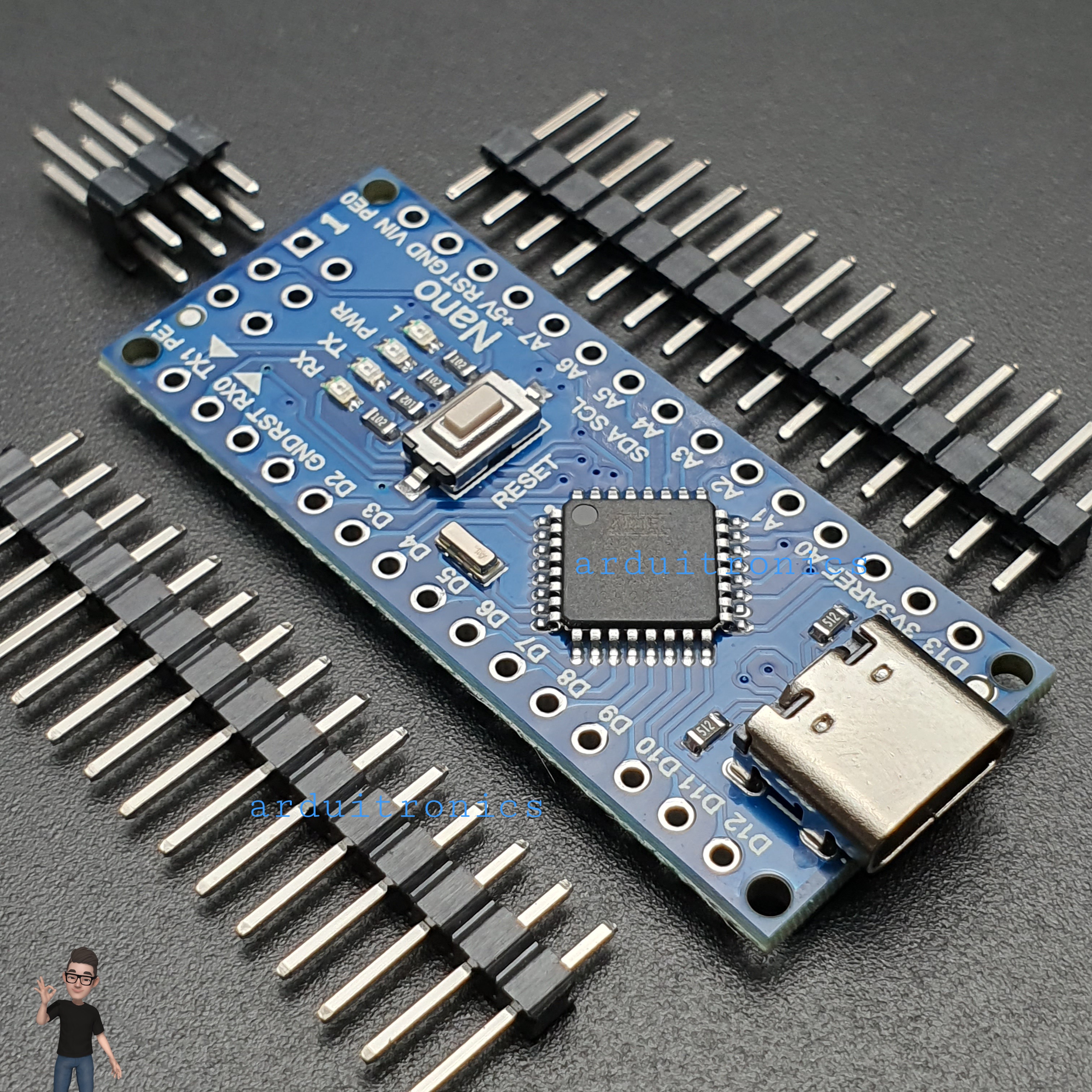 Arduino Nano V3.0 (Atmel Mega328P) USB Type-C with Headers (ยังไม่บัดกรีขา)