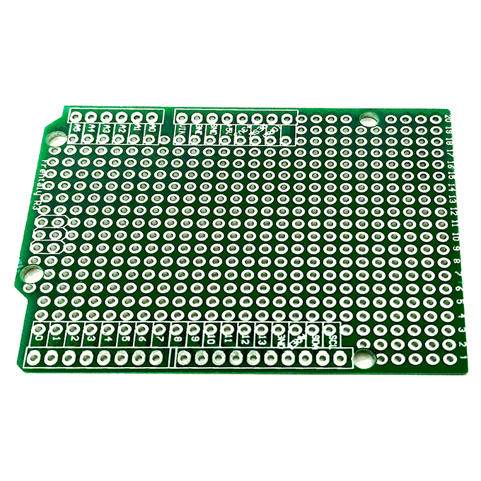 Prototype PCB แผ่นปริ๊นอเนกประสงค์ ขนาด 5.3x6.85cm (2 หน้า) ตัดมุมและขอบให้เข้ากับบอร์ด Arduino