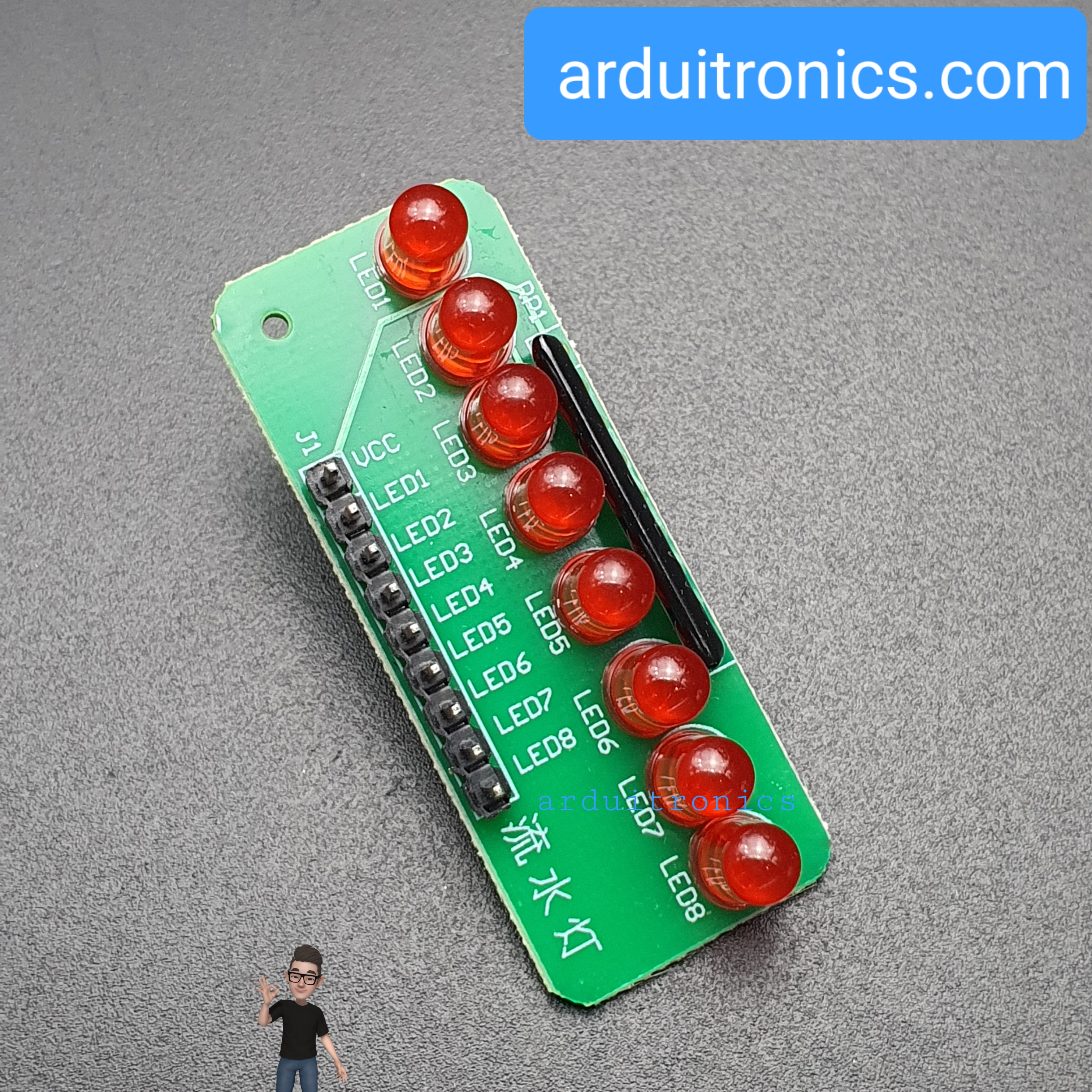 บอร์ดทดลอง LED 8 ดวง สำหรับ Arduino