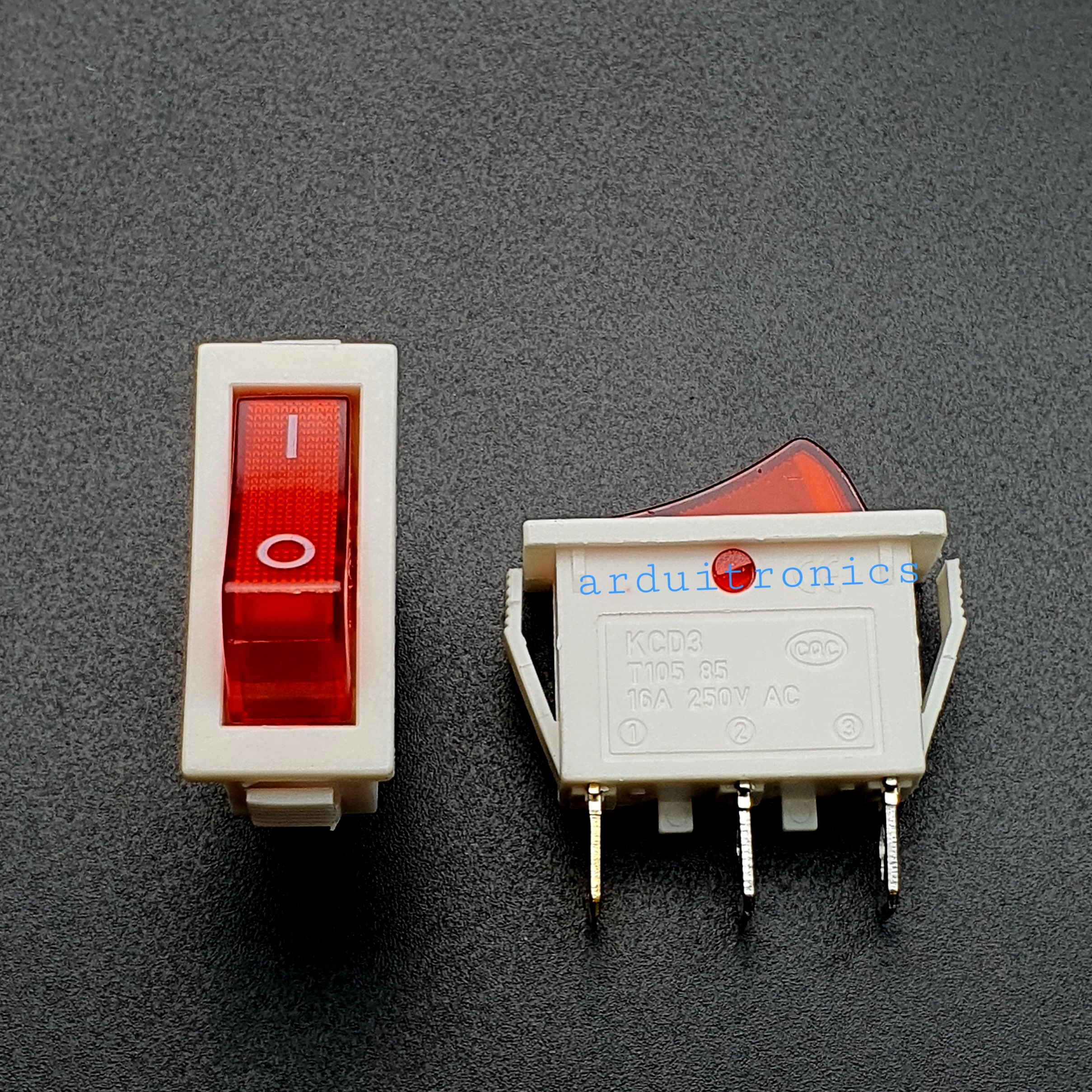 สวิตช์ไฟเปิด/ปิด KCD3-101N 15A 250VAC (3 ขา สีขาว-แดง)