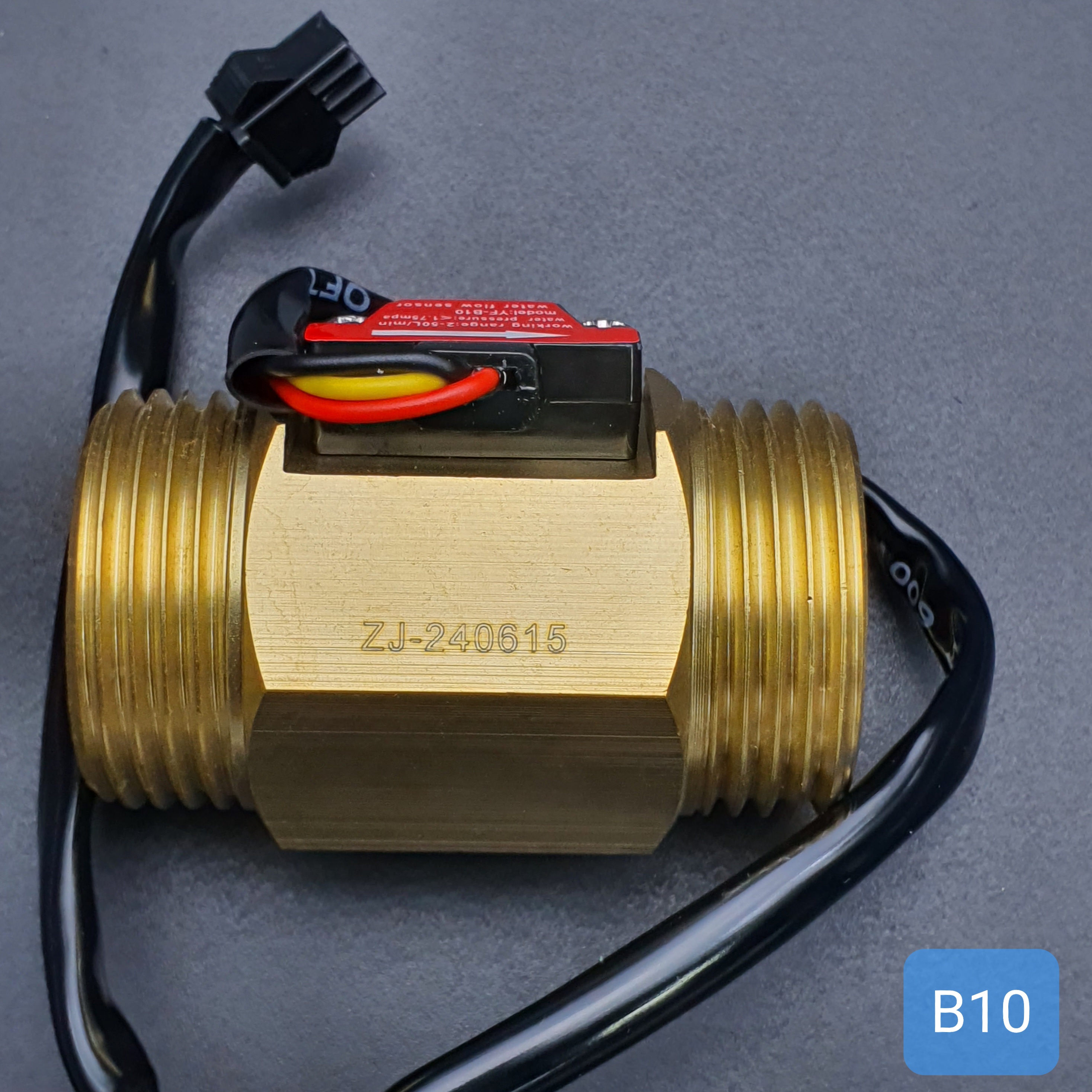 B10 เซ็นเซอร์วัดอัตราการไหลของน้ำ ทองแหลือง 1 นิ้ว 8หุน Water Flow sensor 2-50L/min Size 58 mm