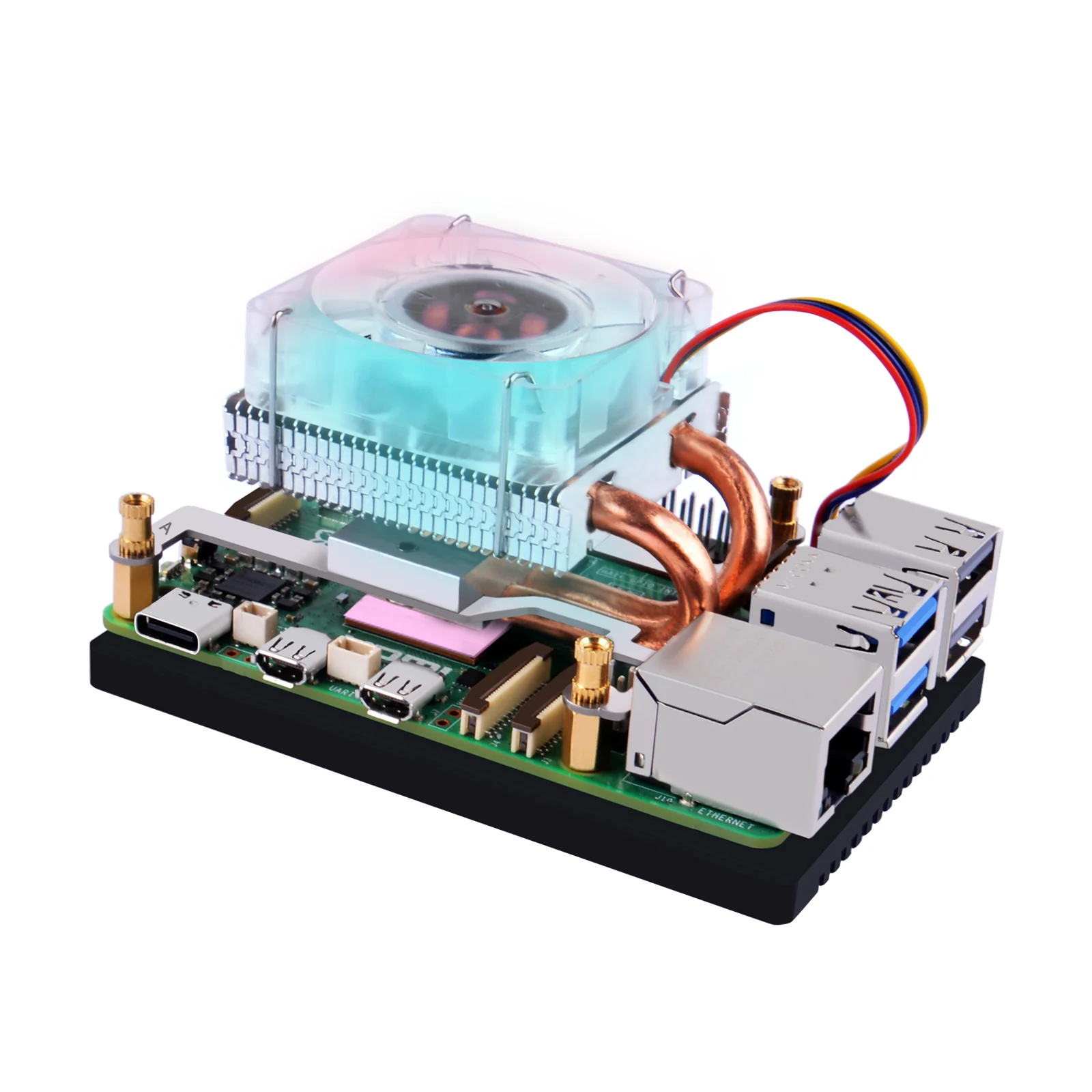 52Pi Low-Profile Ice Tower Cooling Fan RGB LED Light for Raspberry Pi 5