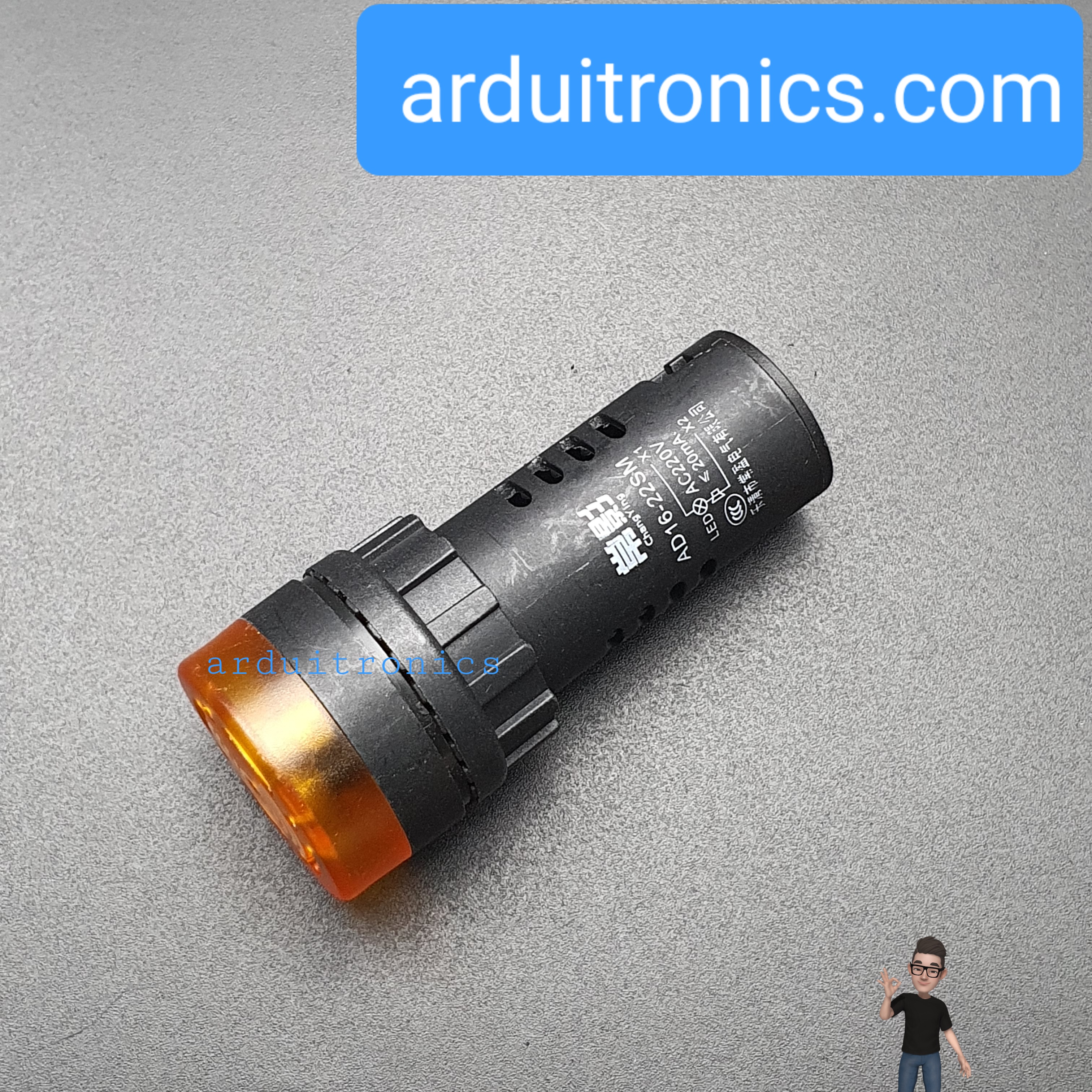 ไฟสีส้ม Buzzer LED Alert 220VAC เสียงและแสงสัญญาณเตือนภัย ออดไฟฟ้า 22mm