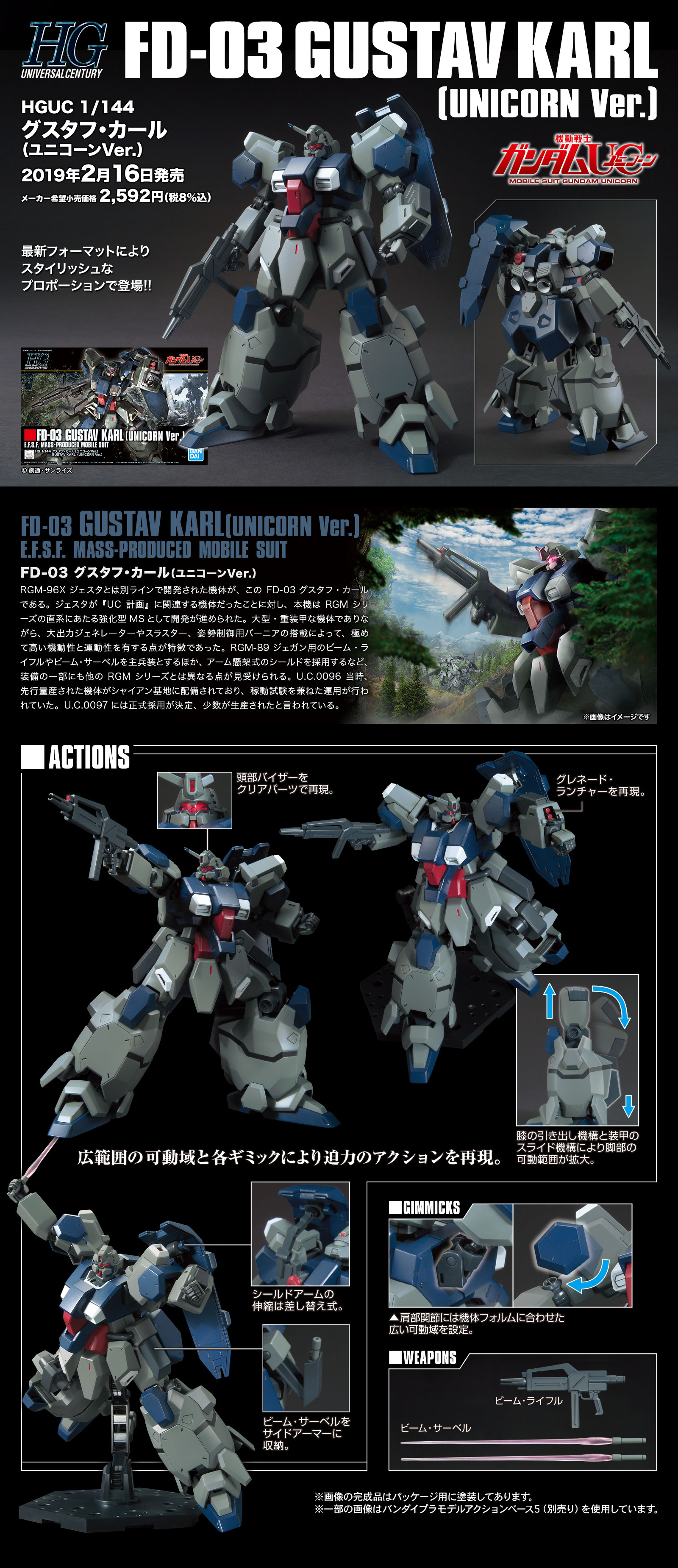 HGUC 1/144 Gustav Karl (Unicorn Ver.)