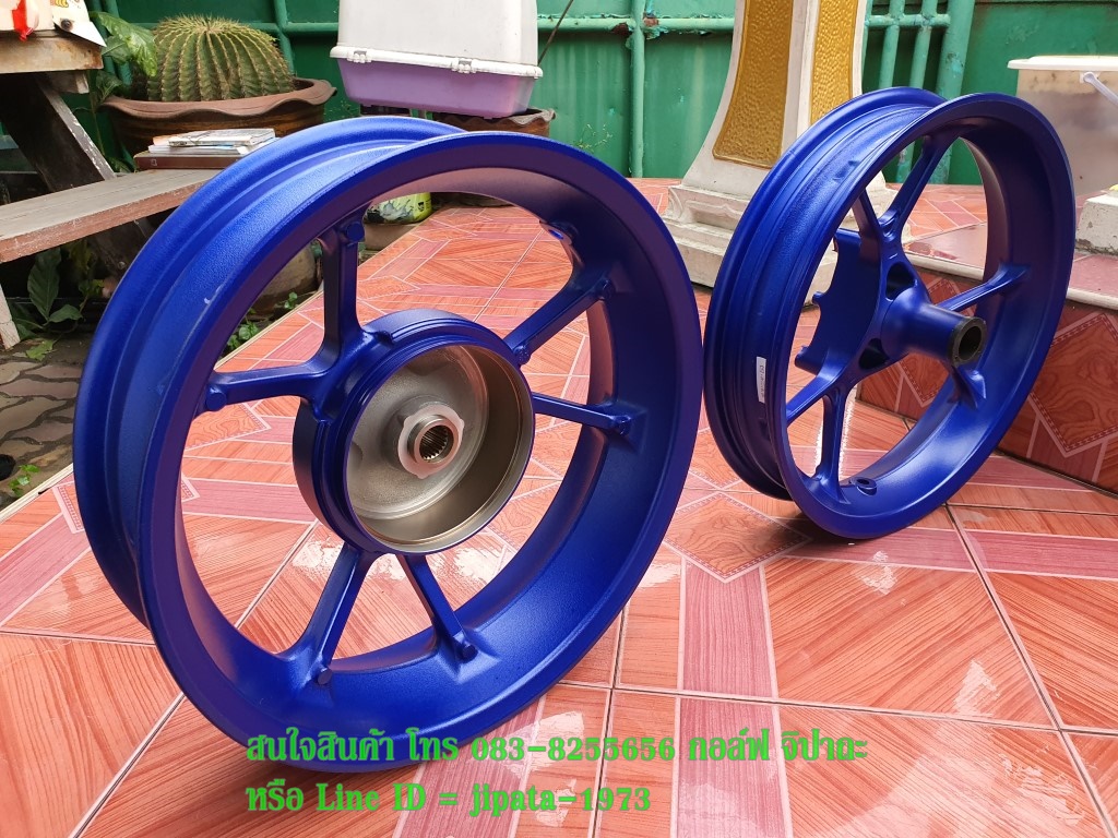 (Aerox) ชุดวงล้อแม็ก หน้าหลัง Yamaha Aerox 155 (สีน้ำเงิน) แท้ (ขายเป็นคู่)