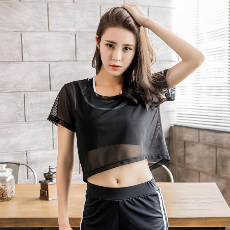 Pre-order เสื้อออกกำลังกายแขนสั้น เอวลอย Tank Top สำหรับ ฟิตเนส โยคะ วิ่ง ปั่นจักรยาน sz S-XL
