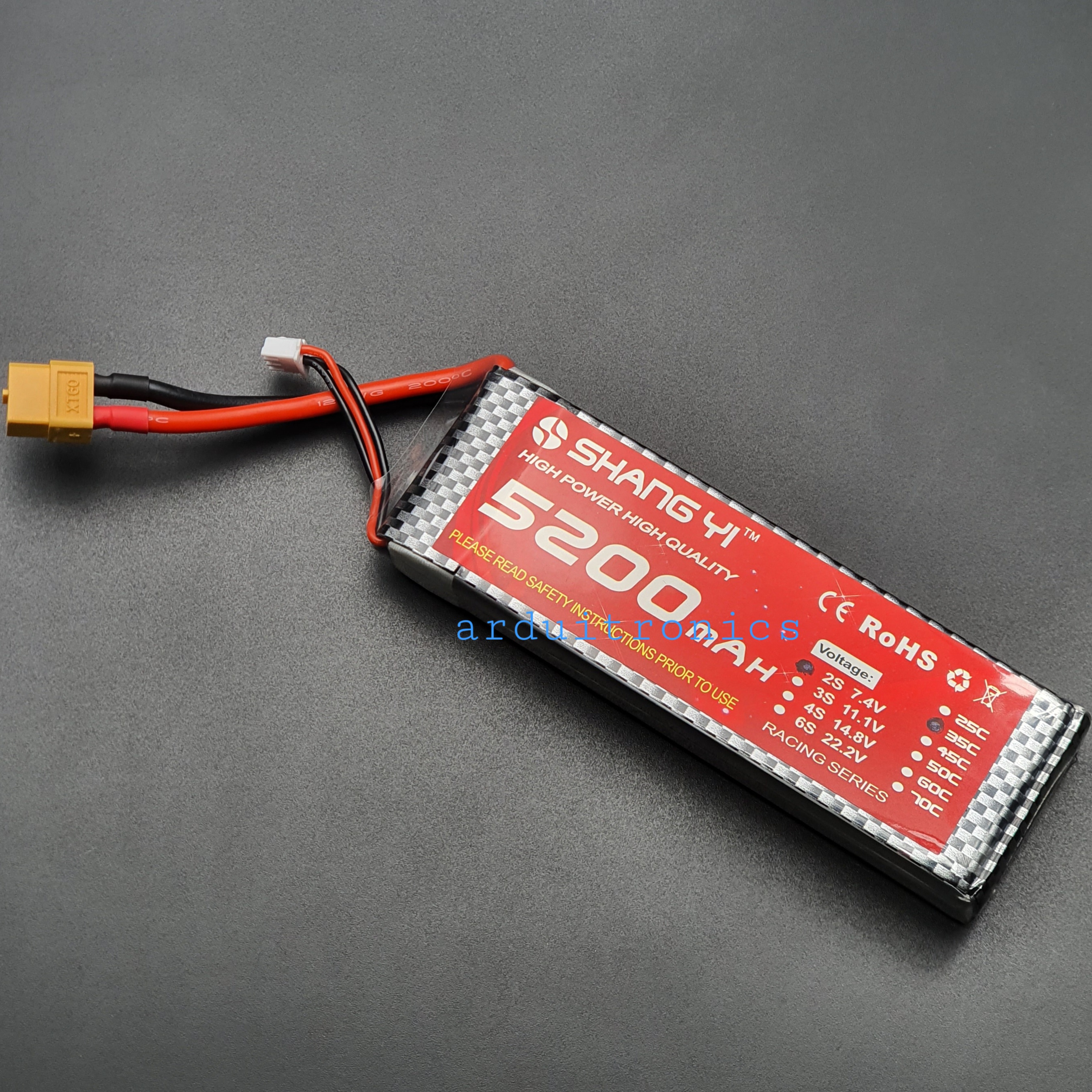 Rechargeable Lithium Battery 5200mAh 2S 7.4V 35C (หัวสายไฟแบบ XT60)