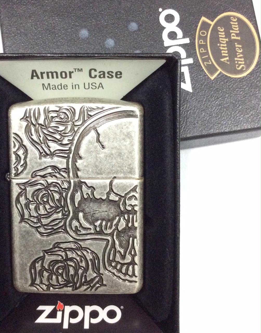 ไฟแช็ค zippo 28988 Armor Antique Siver Plate