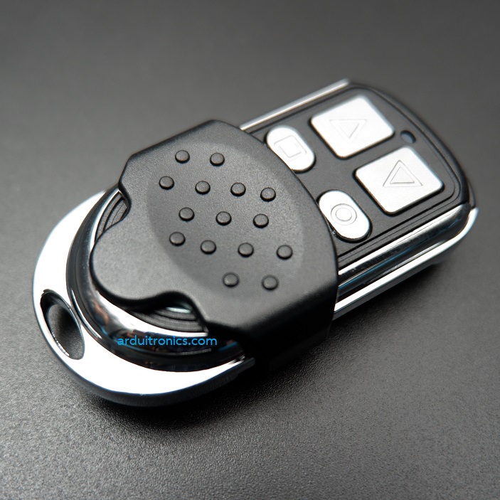 Remote RF 418 MHz ปุ่ม ขึ้น/ลง (กรอบโลหะ สีดำ-เงิน)