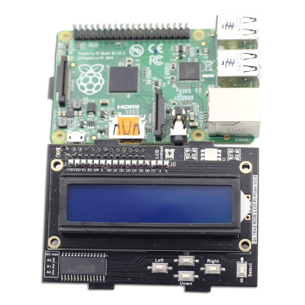 Raspberry Pi 16x2 LCD RPi Plate (with KeyPad + RGB LED)