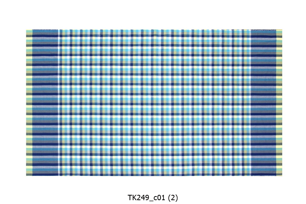 [2ม.] ผ้าขาวม้า TK249 น้ำเงินฟ้า