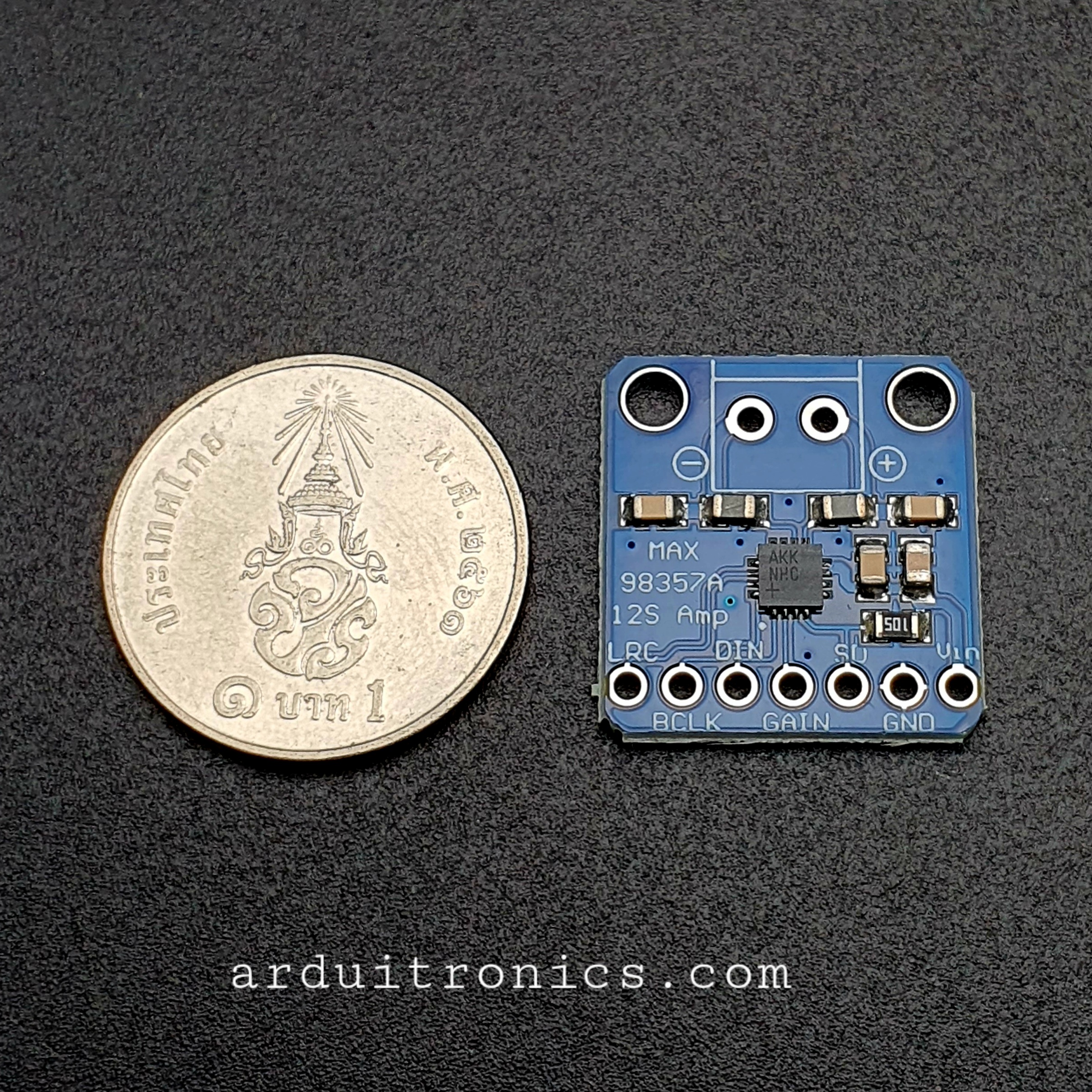 MAX98357 Amplifier Breakout Interface I2S Class D Module For ESP32 Raspberry Pi (แบบยังไม่ได้บัดกรี) PCB สีน้ำเงิน
