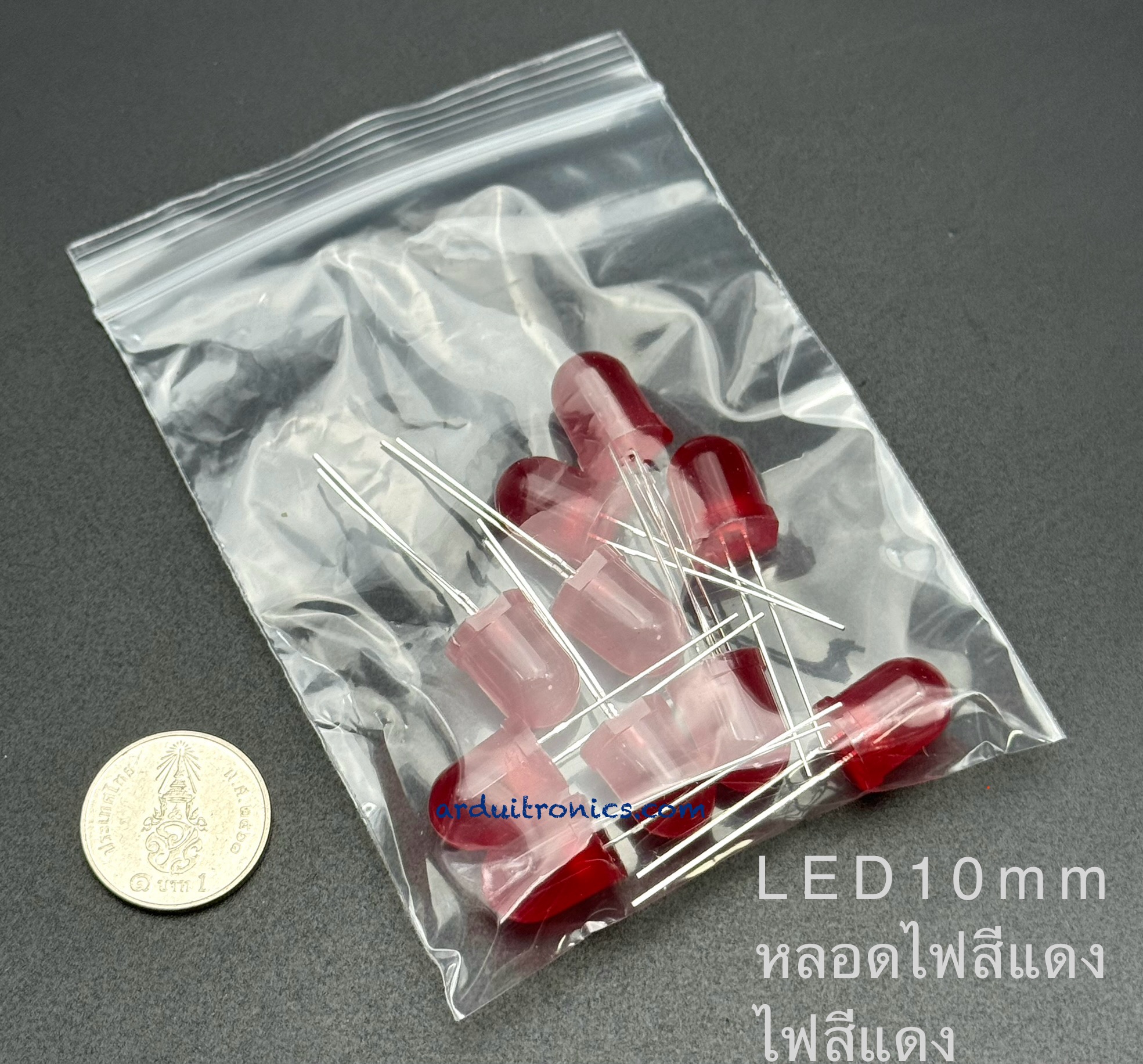 Red LED 10mm หลอดสีแดง ไฟสีแดง ชุด 10 หลอด