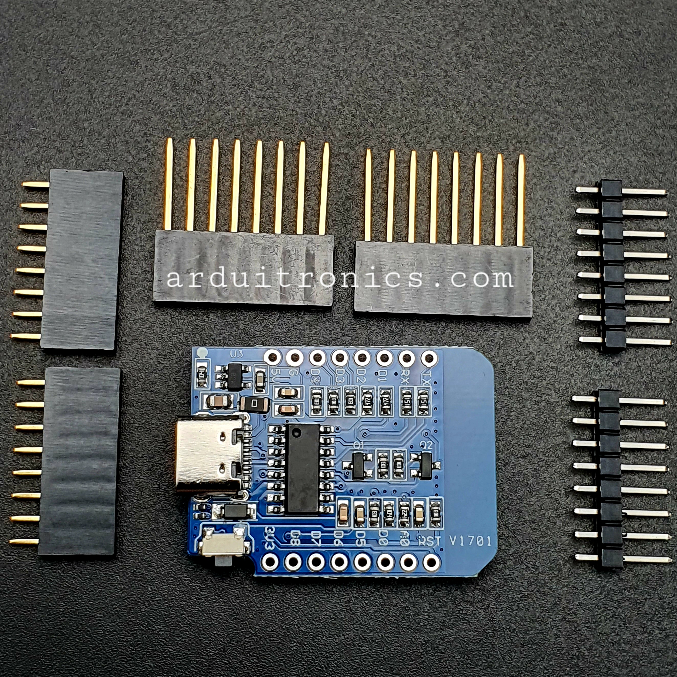 WeMos D1 Mini based on ESP-8266 + Free Pin Headers ( Type-C USB )